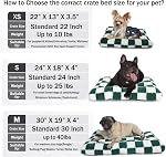 Small Dog Bed for Crate 24x18 Washable,for Puppy with Anti-Slip Bottom,Comfy Jacquard Shaggy Plush Kennel Pad for Small Dog Breeds Pet Sleeping Mat,Green Checks