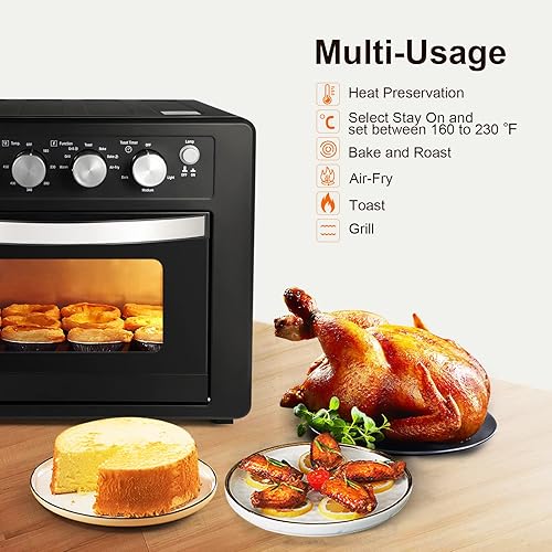 Miniatura 4 de Horno freidora de aire, combo de freidora de aire para horno tostador, horno de freidora de aire de tamaño familiar, 6 accesorios incluidos, gran