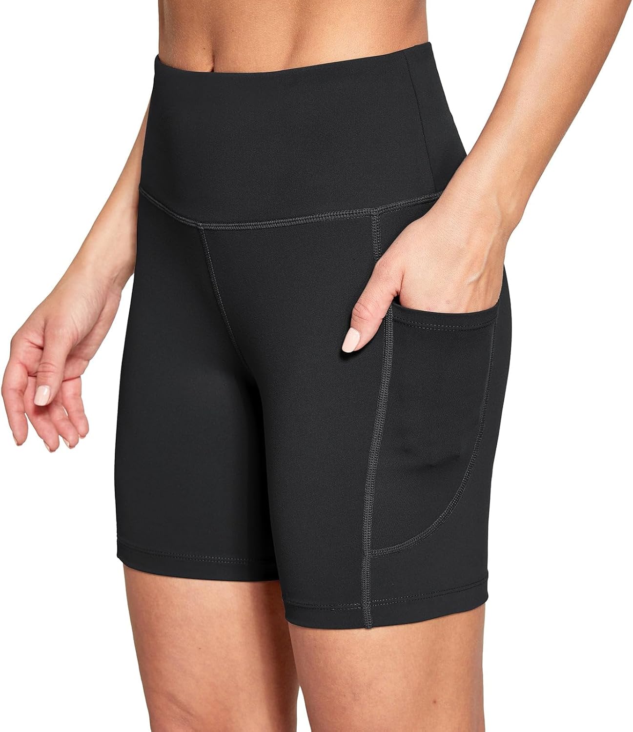 baleaf Women's 6"/8" High Waisted Biker Shorts with Pockets for Gym Workout Yoga Running Athletic - Image 5