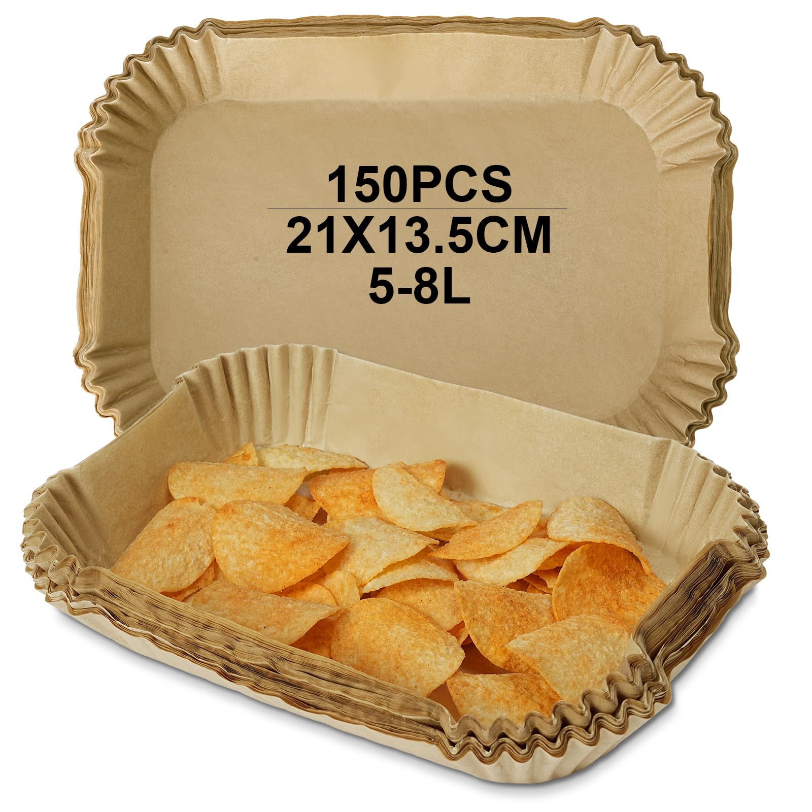 Papel Freidora Aire, 150 Piezas 21-24 cm Papel Air Fryer Rectángulo BPA Free Desechable para 5-8 litros Freidora de Aire, Horno, Microondas, Antiadherente, Resistente al Aceite