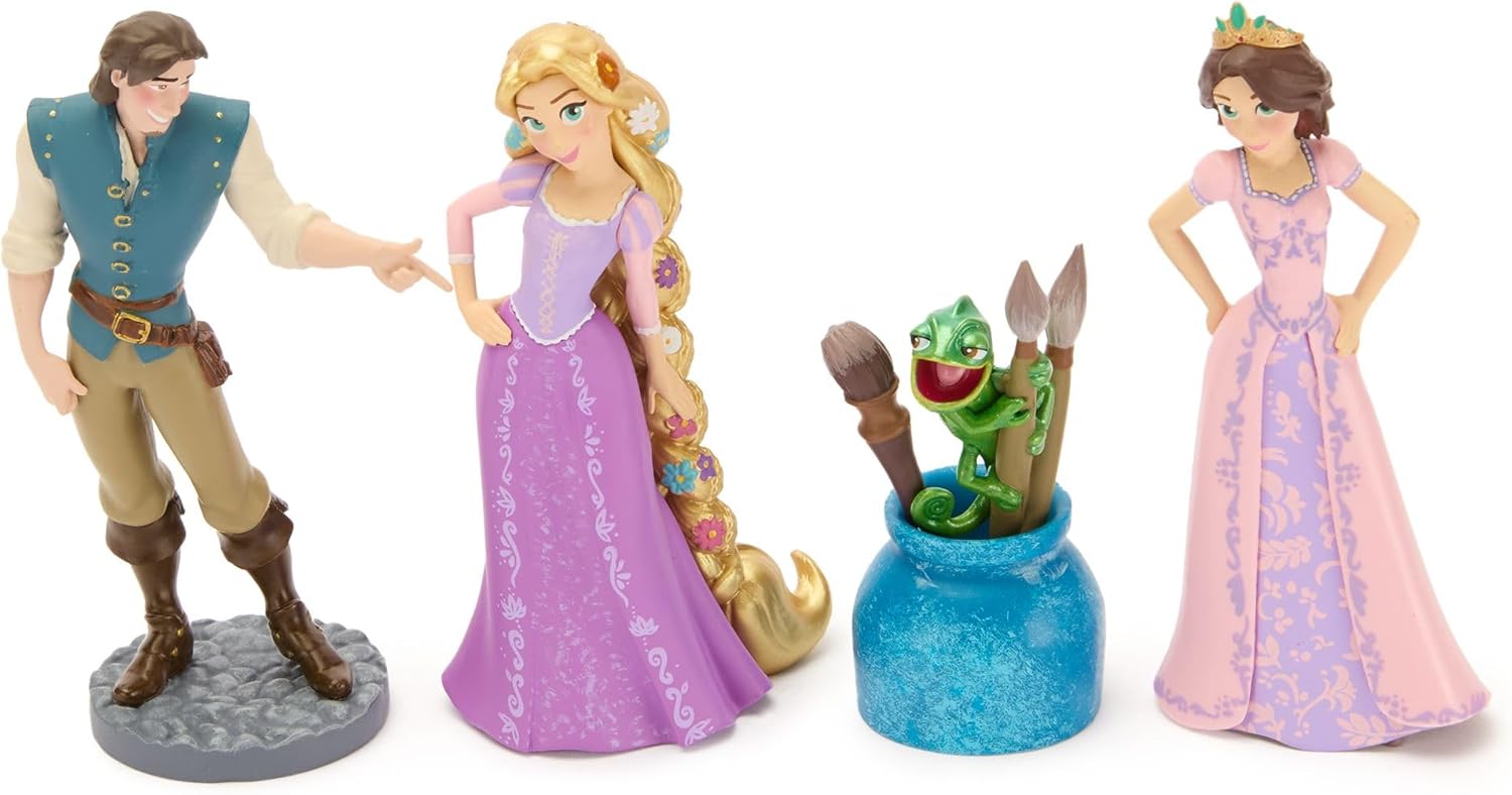 Disney Store Official Tangled Figure Set - Includes 7 Fully Sculpted Figures in a Gift Box - Featuring Rapunzel, Flynn, Pascal & More- Perfect for Fans of Rapunzel Toys & Play Figure Playsets
