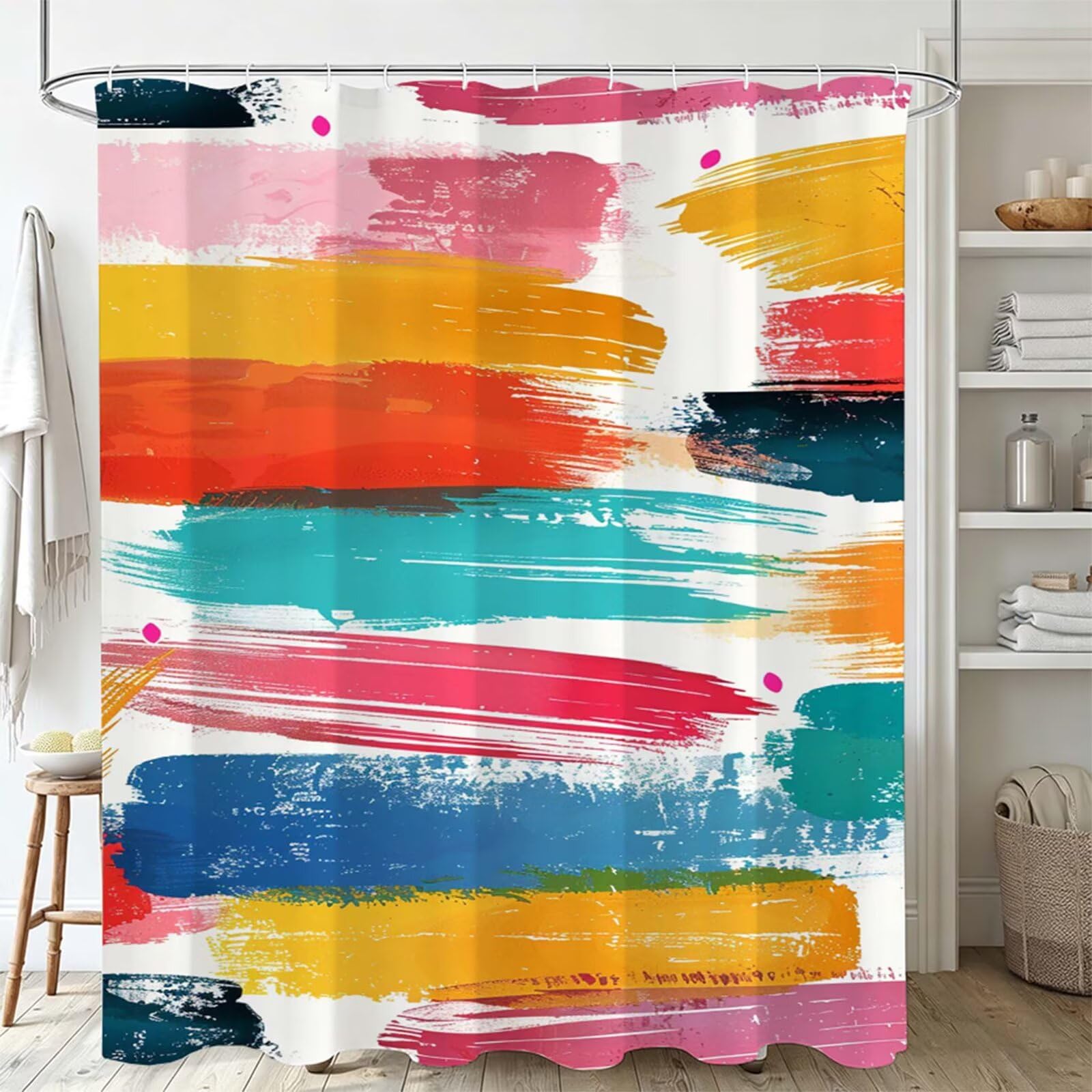 Duschvorhang 180x180cm, Duschvorhang Badewanne bunt, Shower Curtain mit Ösen und 12 Duschringen, Beschwerter Saum, Maschinenwaschbar, Schnell Trocknend, Wasserdicht Polyester, Graffiti J-728