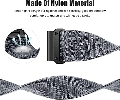 Vista 10 de Compatible con Garmin Fenix 7X/6X/6X Pro/5X/5X Plus, correa de reloj de nailon de 0.86 pulgadas con velcro de ajuste rápido y fácil de ajustar