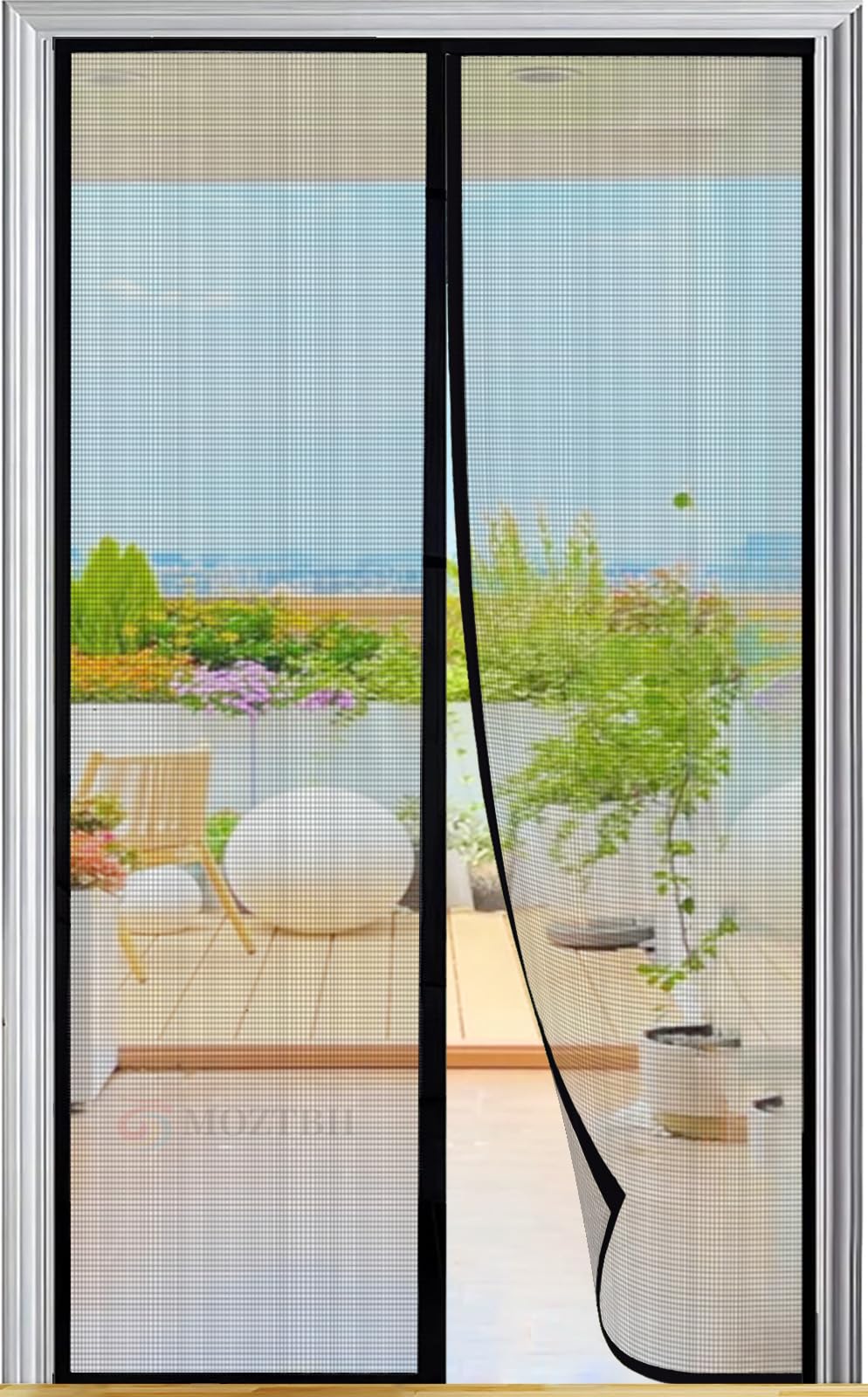 Moustiquaire magnétique pour porte avec fermeture automatique sans percer