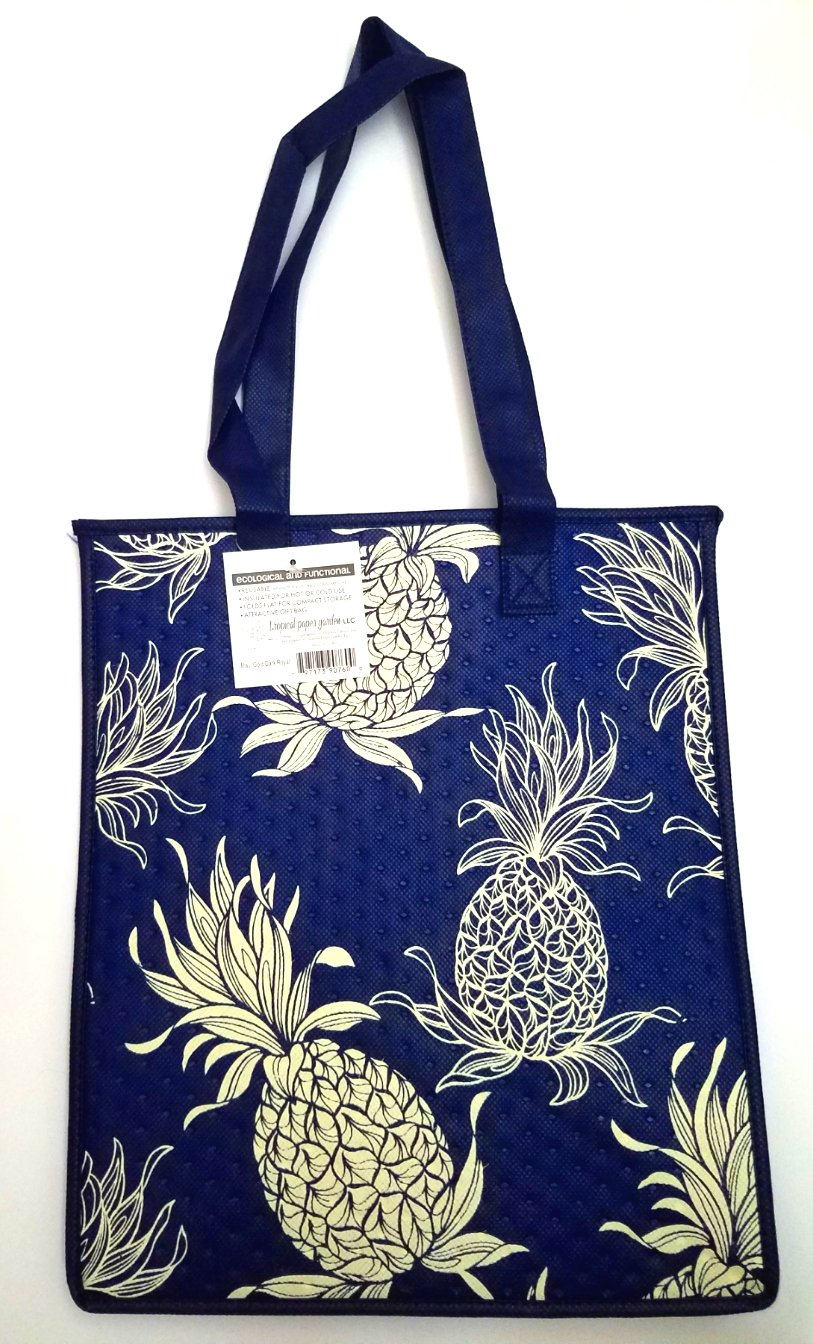 Hawaiian Reusable Insulated Lunch Bag, Large (Pineapple/Blue)