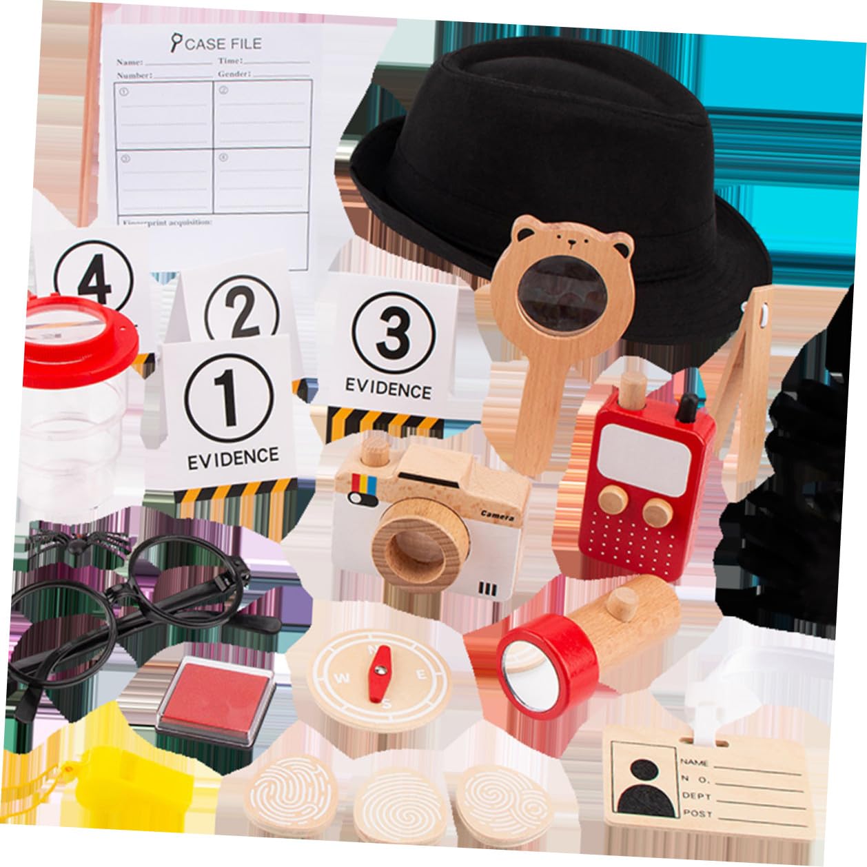 Kit de Detective para Niños Juego de Herramientas de Simulación Sombrero y Accesorios para Investigación de Rastros y Análisis Forense Educativo