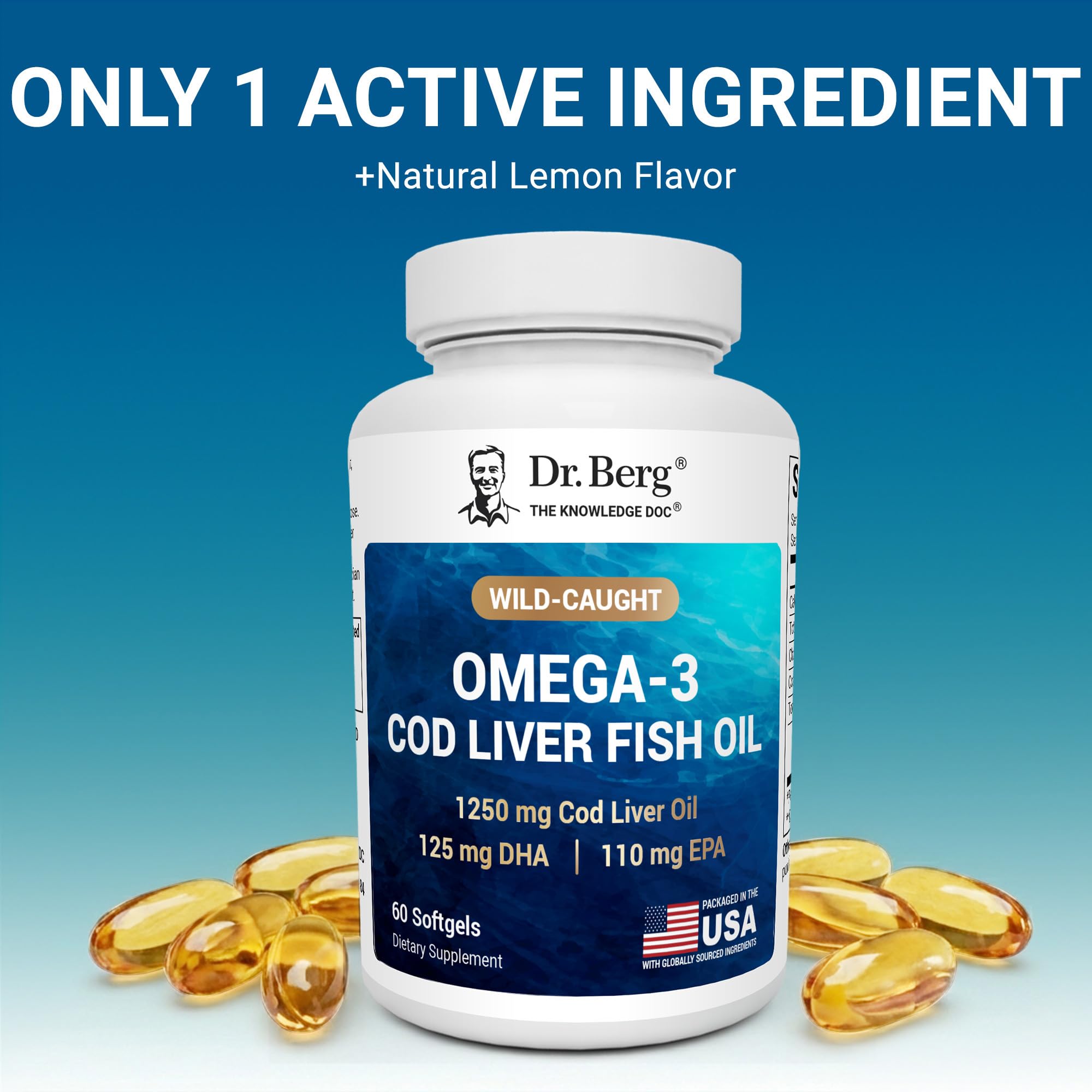 Dr. Berg Omega-3 Cod Liver Fish Oil 60 Softgels – Wild-Caught Icelandic Cod – Omega 3 EPA & DHA – Heart, Brain, Immune & Eye Support* – Lemon Flavor – 4X Lab-Tested – Non-GMO, No Fillers — Amazon image 6