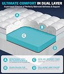 Dual Layer 4 Inch Memory Foam Mattress Topper Queen Size, 2" Cooling Gel Memory Foam & 2" Pillow Top Bed Topper, CertiPUR-US Mattress Cover for Pressure Relief, 21" Deep Pocket, White