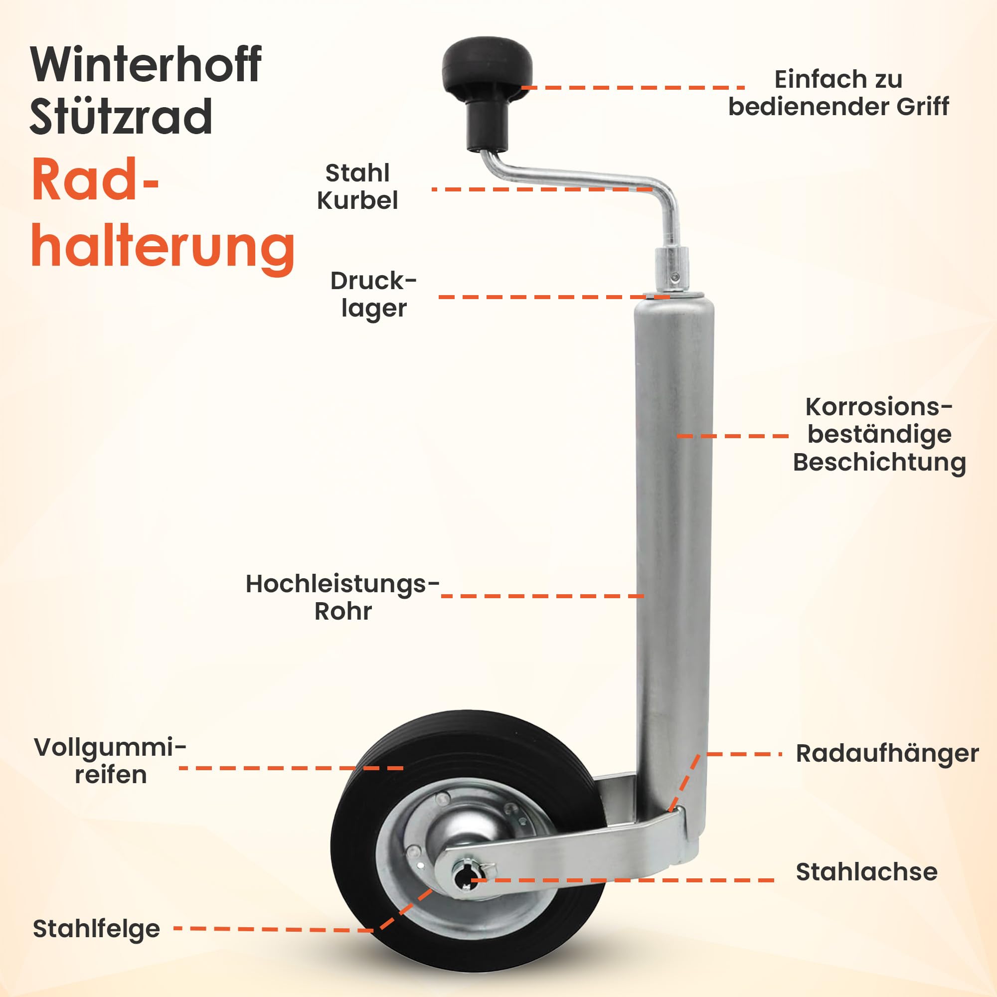 Winterhoff Stützradhalterung 70mm Klemmschelle 48mm Trailer Stützrad