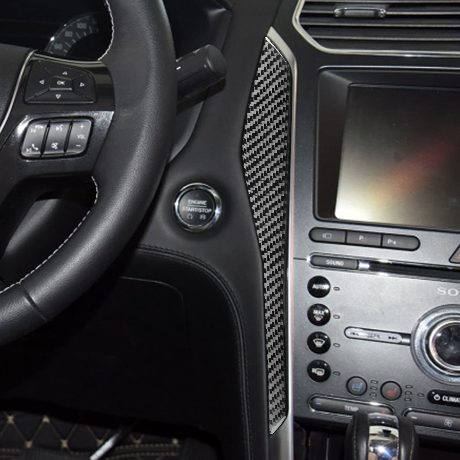 Kompatybilny z Ford Explorer 2013-2019 konsola środkowa z włókna węglowego, dekoracyjne pokrowce naklejka, kalkomania, wykończenia, akcesoria do wnętrza samochodu