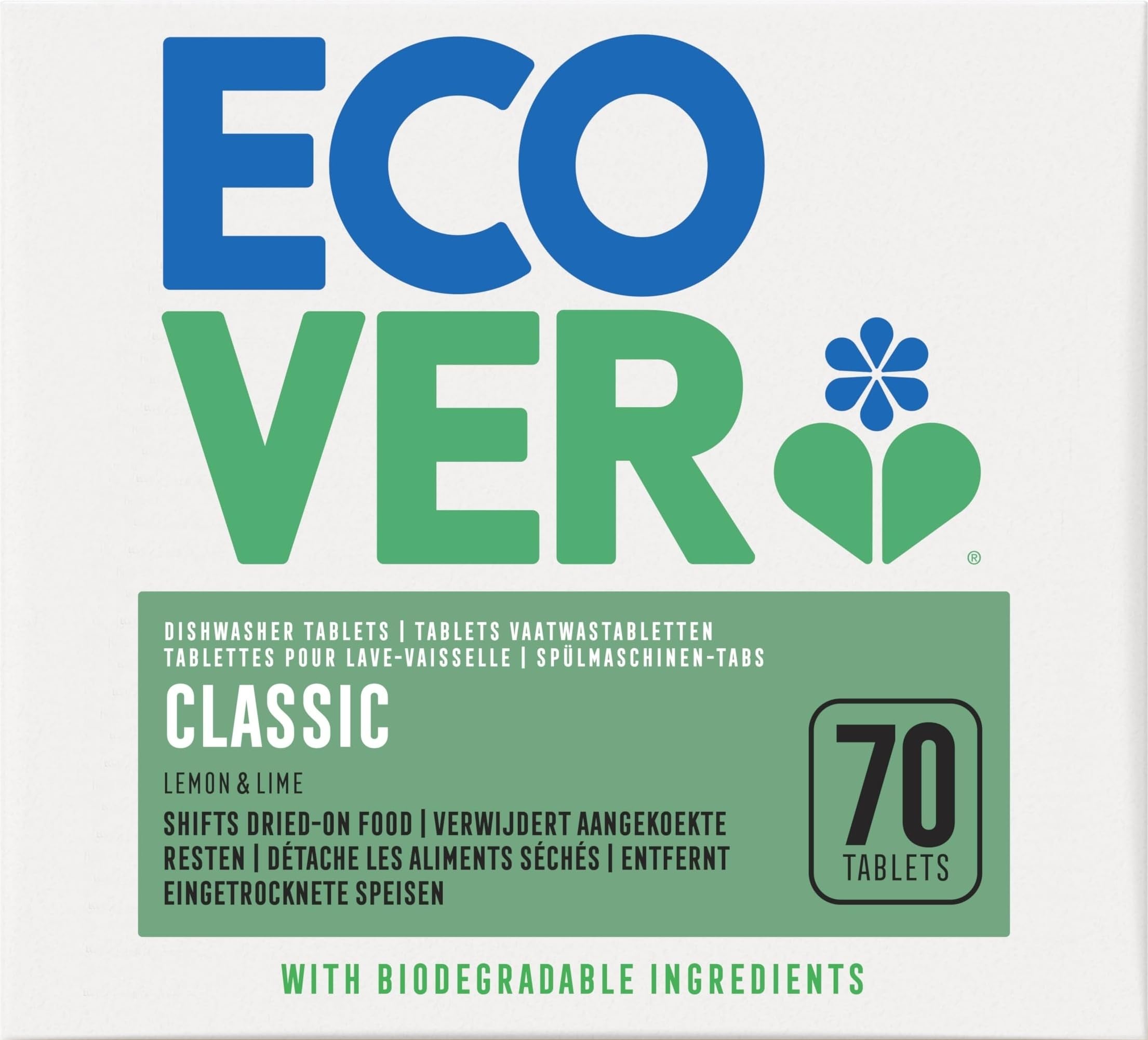 Ecover Classic Dishwasher Tablets, Lemon & Lime, 70 Tablets, All-In-One