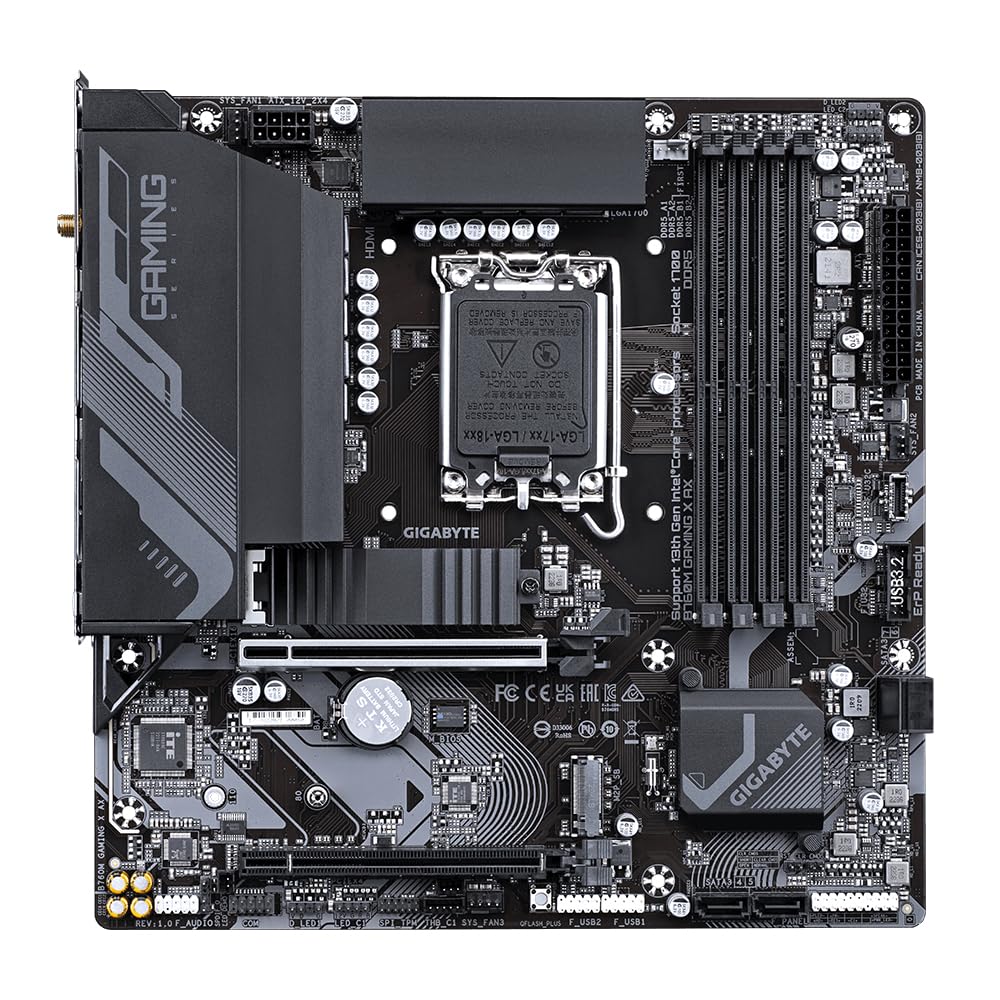 GIGABYTE B760M Gaming X AX Scheda madre - Supporta CPU Intel Core 14ª generazione, VRM a 8+1+1 fasi, fino a 7600 MHz DDR5, 2xPCIe 4.0 M.2, Wi-Fi 6E, LAN 2.5GbE, USB 3.2 Gen 2