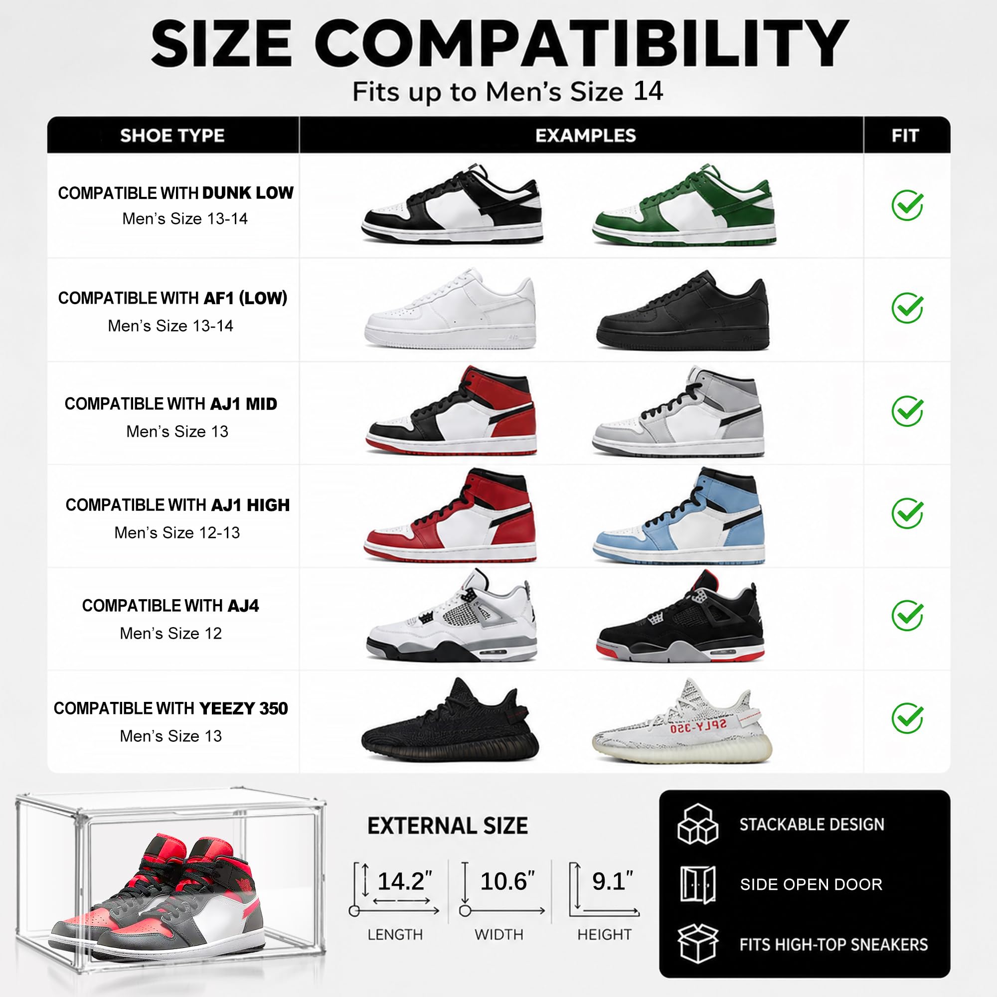 Cajas acrílicas para zapatos, almacenamiento de tenis para zapatillas, plástico transparente, apilables, coleccionables, vitrina
