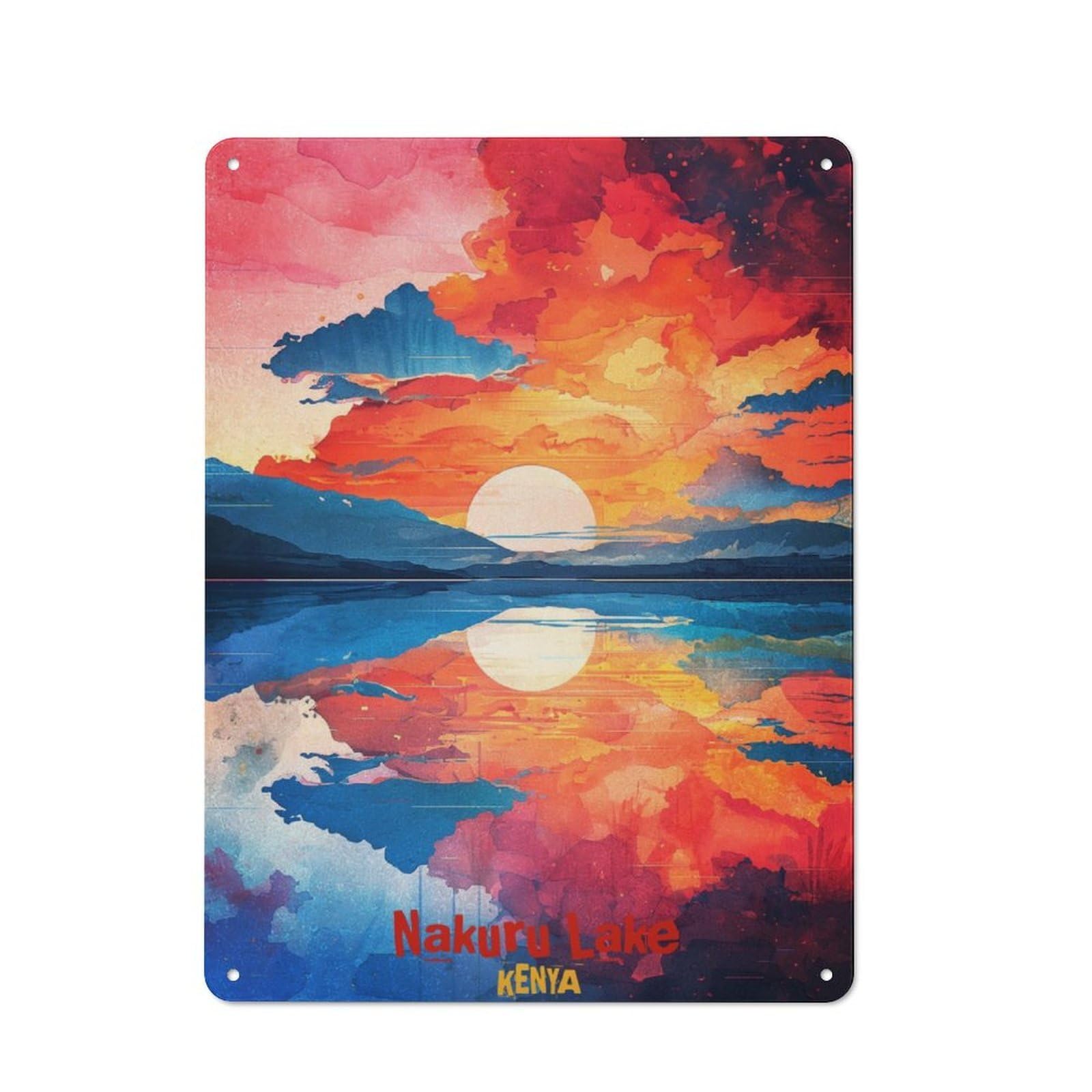 Junmoney Nakuru Lake Art Metal Wall Sign 40X30cm Featuring For Garage Or Workshop, For Garage, Workshop And Man Cave Decoration