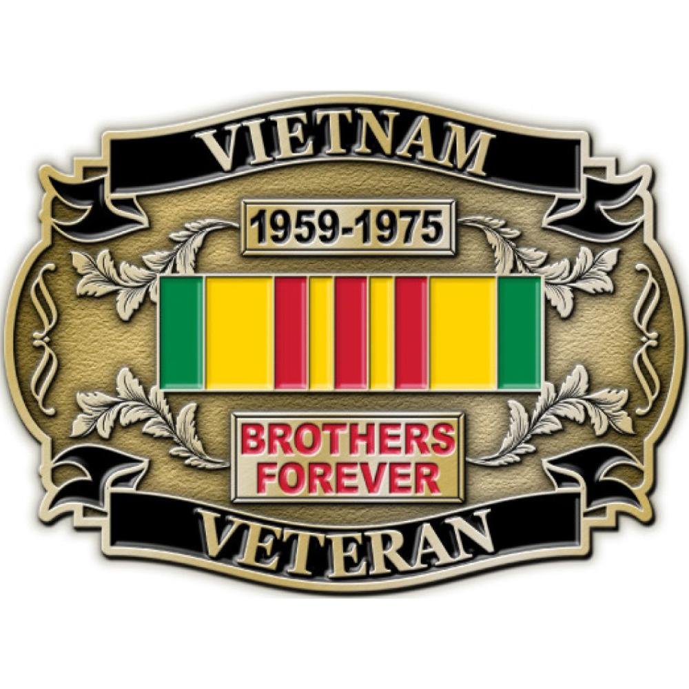FindingKing Vietnam Veteran Brothers Forever Vietnam Ribbon Belt Buckle Enamel