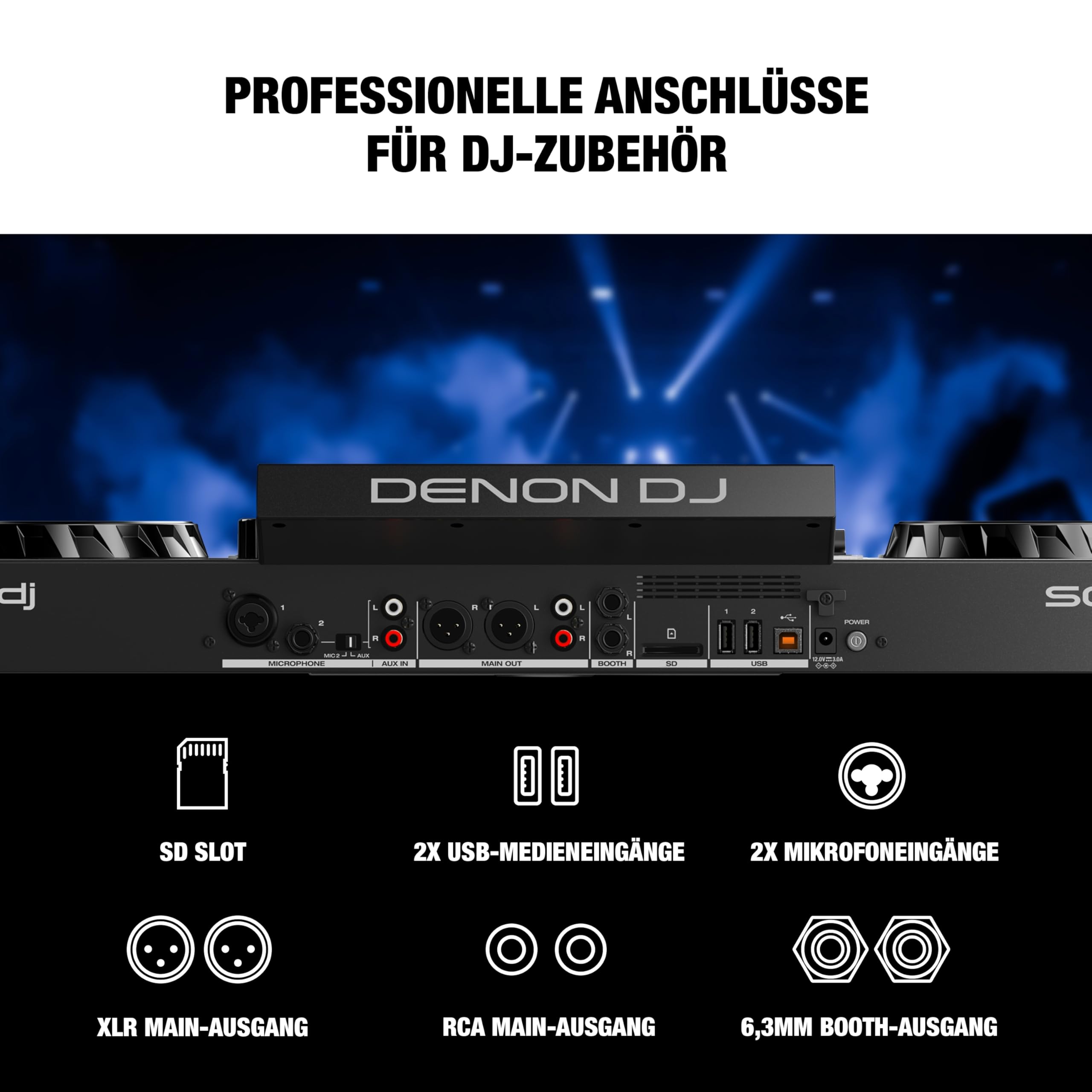 Denon DJ SC LIVE 4 Standalone DJ Controller with Stem Separation on 4 Decks, WiFi Streaming, Internal Speakers, Serato DJ and Virtual DJ Compatible
