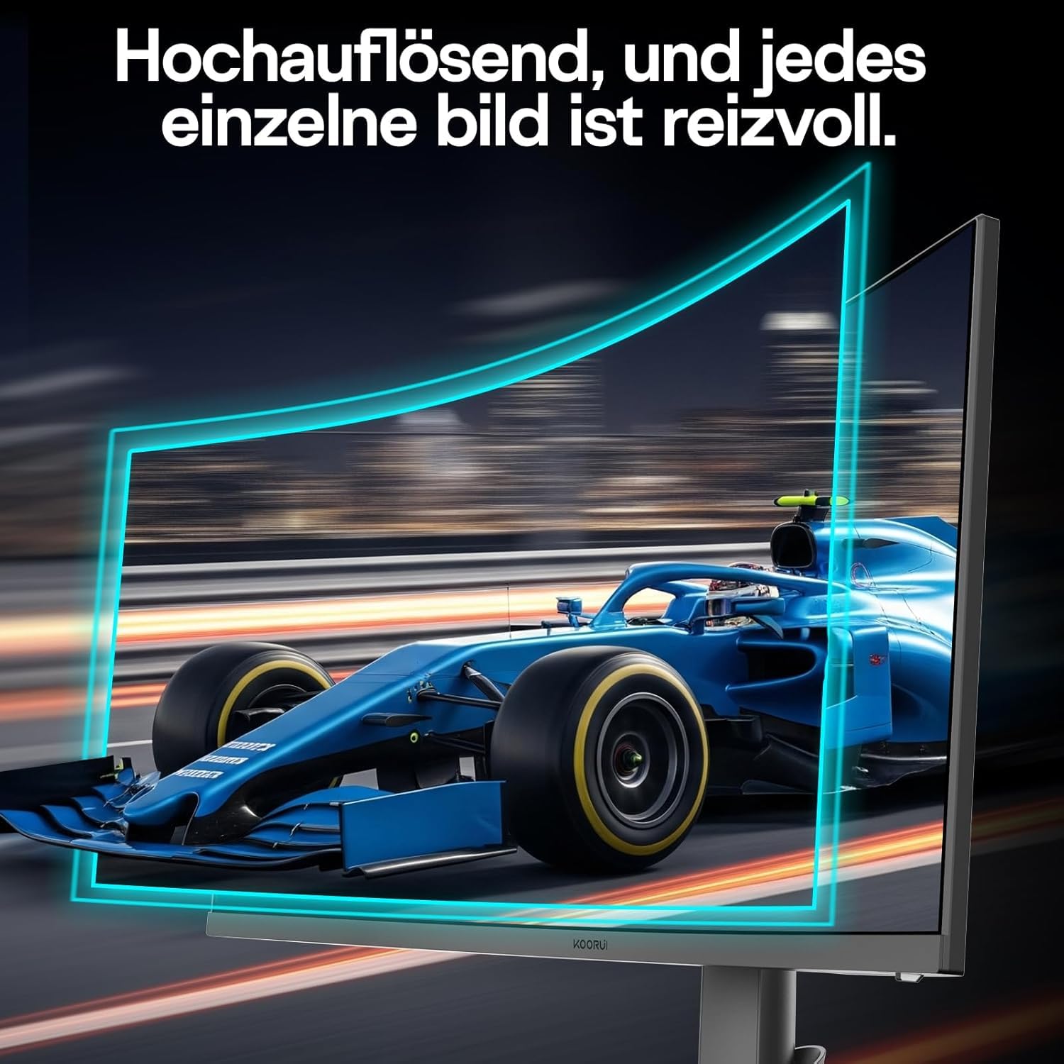 KOORUI 34 Cale Szeroki Krzywy Gamingowy Monitor 1000R 180Hz 1ms MPRT, Panel VA WQHD 3440x1440, HDR400 99% sRGB 90% DCI-P3, Zgodny z FreeSync/G-Sync, 2xHDMI 2.0/DP 1.4, PIP/PBP,15 Językach