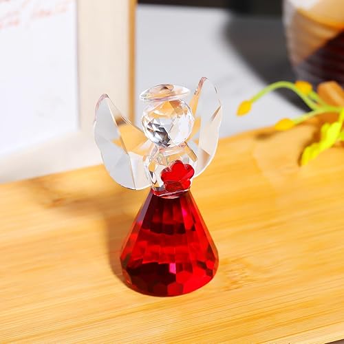 Miniatura 7 de YWHL Figuras de ángel de cristal, estatua de ángel guardián de cristal rojo para decoración del hogar, arte hecho a mano, regalos coleccionables