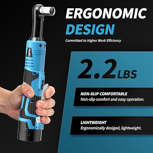 Miniatura 8 de Juego de llaves de trinquete eléctricas, kit de herramientas de trinquete inalámbrico de 18 V, 550 RPM, llave de trinquete de potencia de velocidad