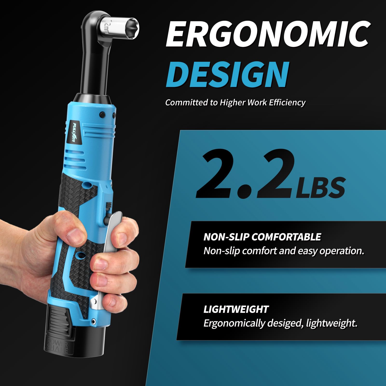 FULLYEA Cordless Electric Ratchet - 40 ft-lbs Torque -8