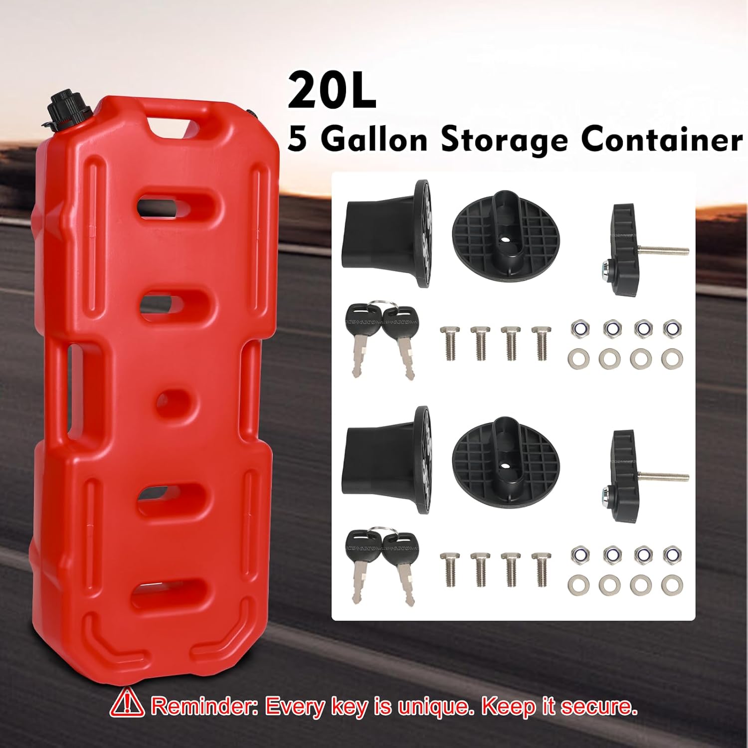 20L 5 Gallon Storage Container with Lockable Bracket, Cannot hold drinking water