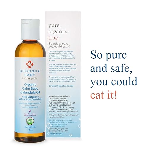 Miniatura 6 de Shoosha Aceite de caléndula orgánico lavanda francesa, para bebés, aceite de caléndula real, aceite hidratante de masaje de caléndula,