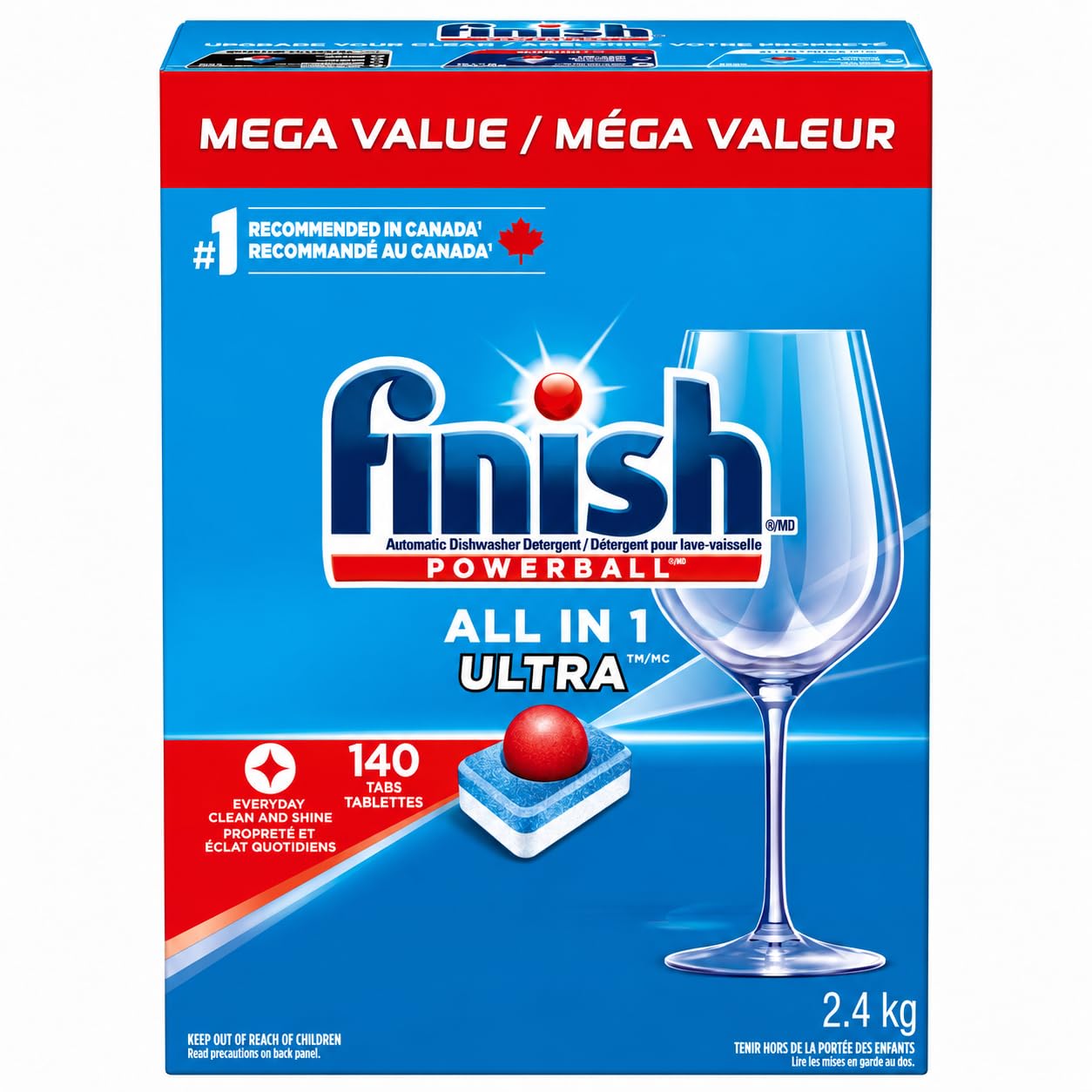 Finish Powerball Automatic Dishwasher Detergent, All in 1 Ultra Powerful Clean, 2.4 KG - 140 Tabs