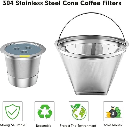 Miniatura 9 de Tazas K reutilizables compatibles con la cafetera Ninja paquete de 4 cápsulas de café reutilizables de acero inoxidable filtros de café permanentes