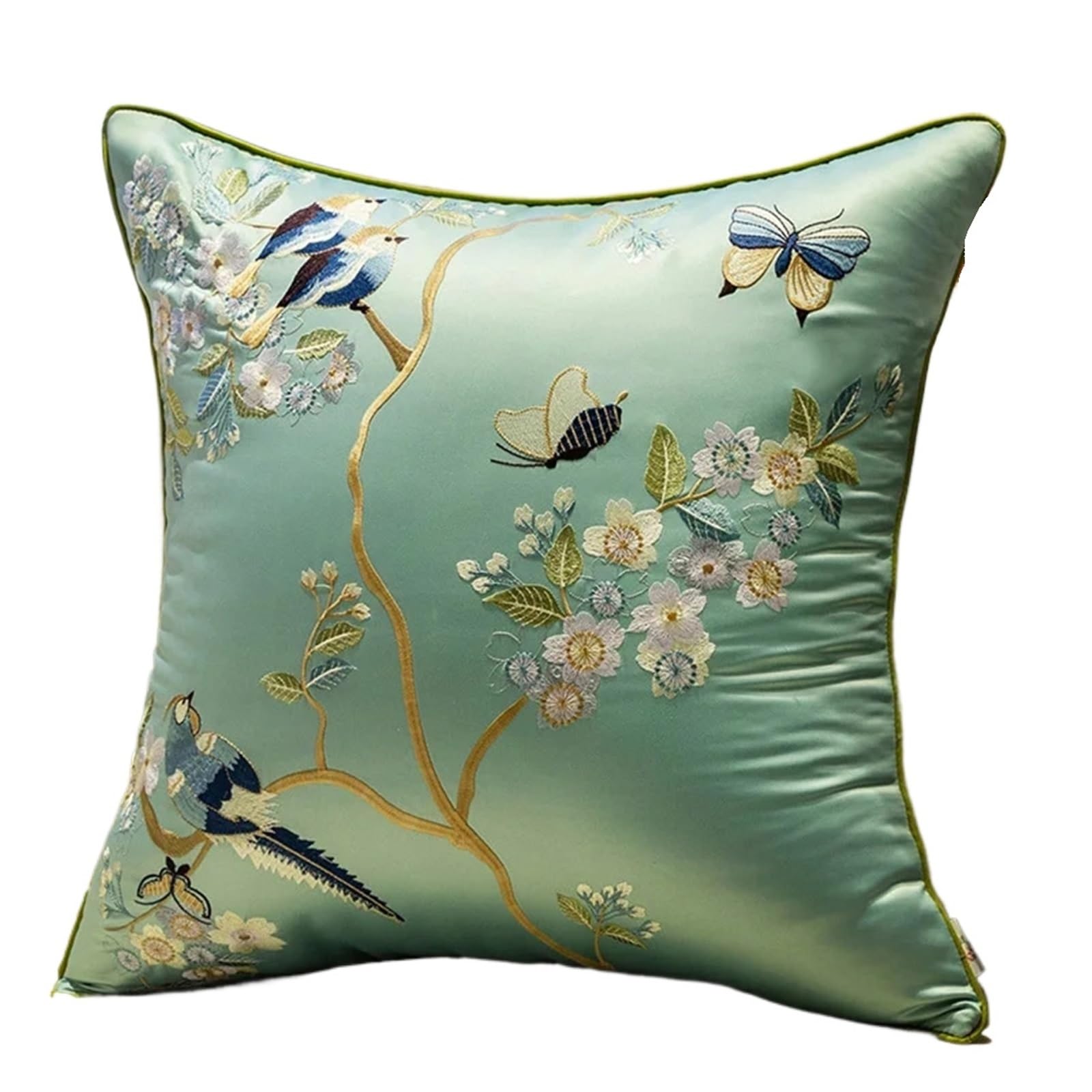 SNDISNV Embroidered Flower Bird Pillowcase For Bedroom