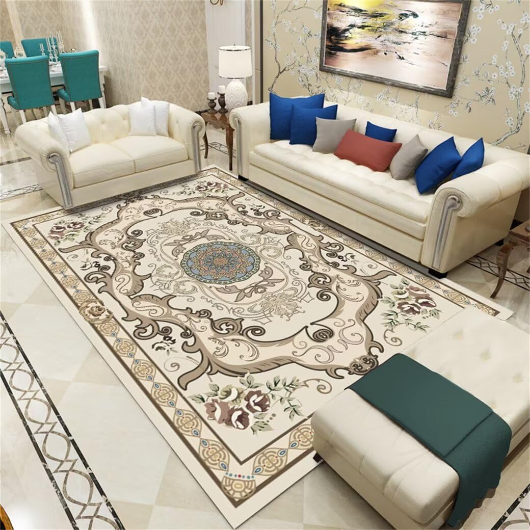 Tapis vinyl avec motif sticker floral vintage gris 100x210cm résistant et tout doux
