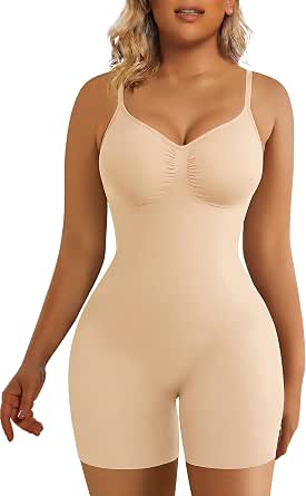 ShaperX Women's Tummy Control Bodysuit Mid Thigh Body Shaper Shorts