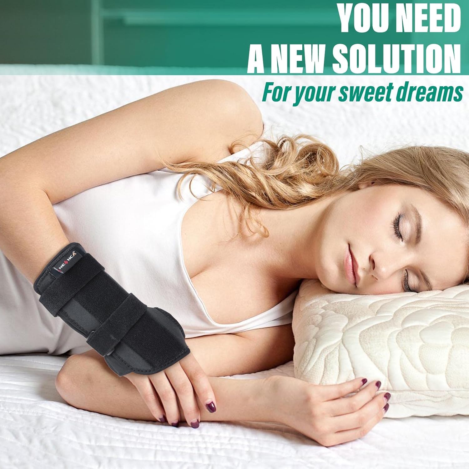 NEENCA Wrist Brace, Adjustable Night Sleep Wrist Support Brace with Splints, Palm Wrist Orthosis without thumb - Fits Both Hands - Help With Carpal Tunnel, Relieve and Treat Wrist Pain or Injuries