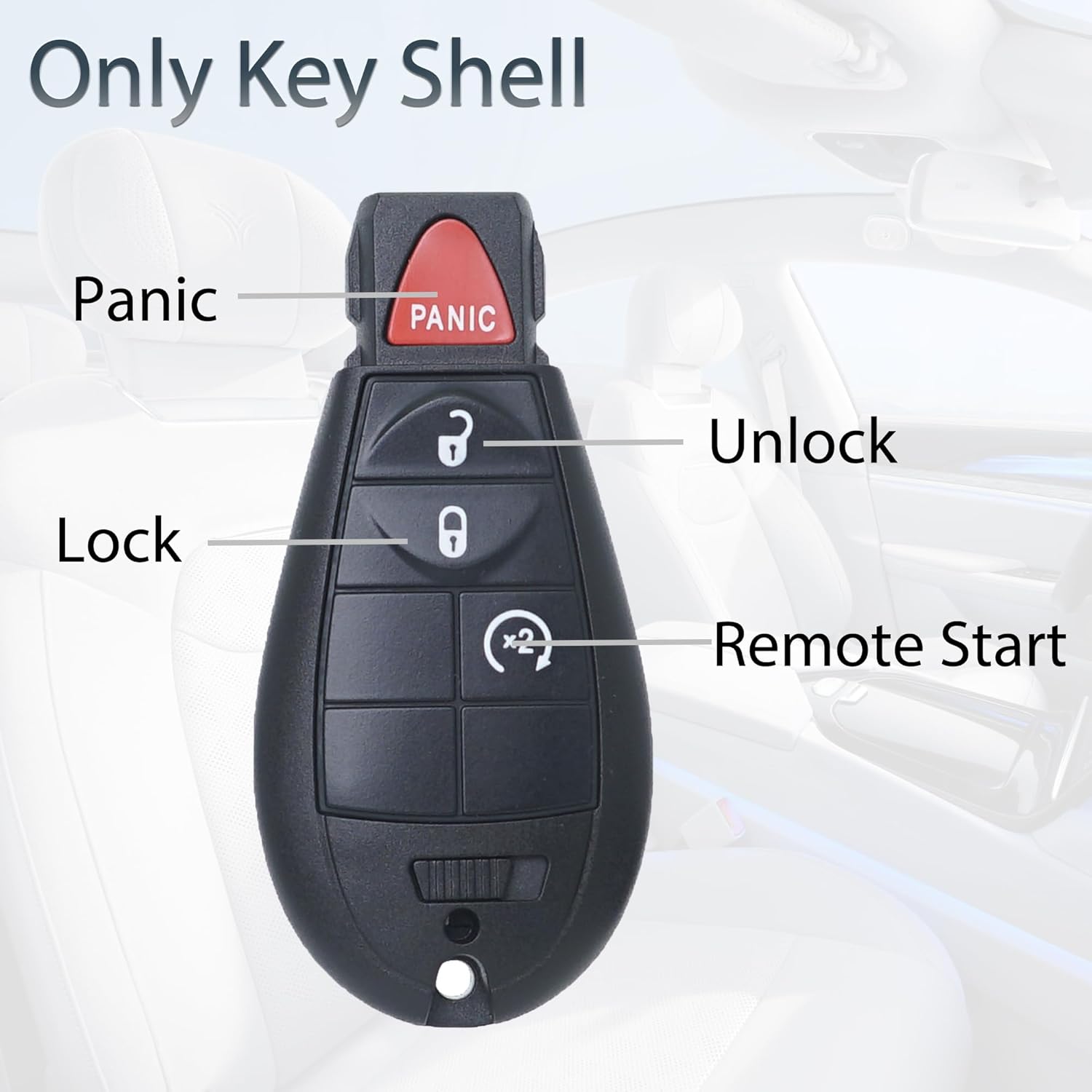Replacement Key Fob Shell For Dodge Challenger Charger Durango Chrysler 300 - Keyless Entry Case