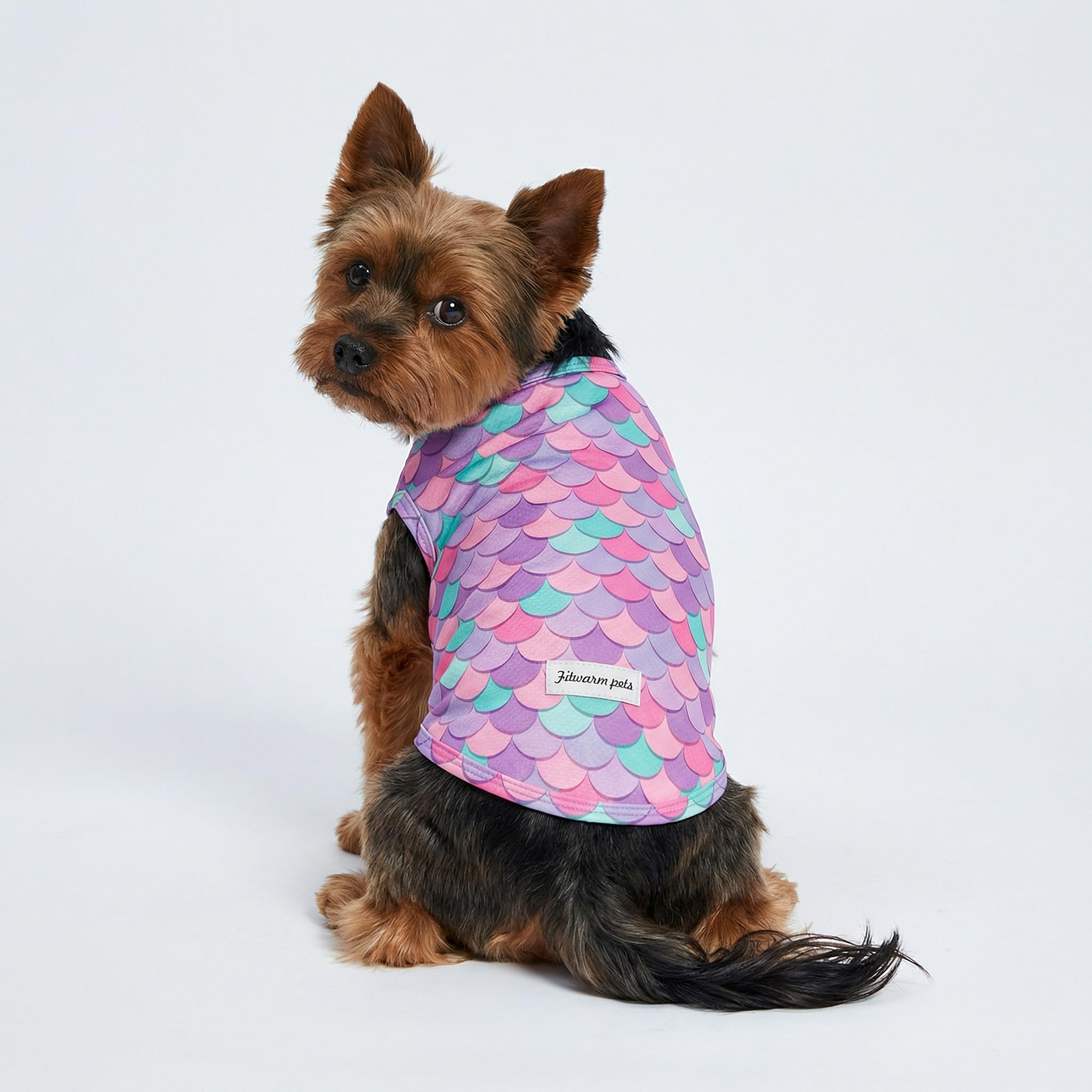 Fitwarm Lot de 2 chemises sirène à motif écailles de sirène pour chien, protection solaire UV 50+, gilet léger et rafraîchissant, séchage rapide, vêtements d'été pour petits chiens et filles – Tenues