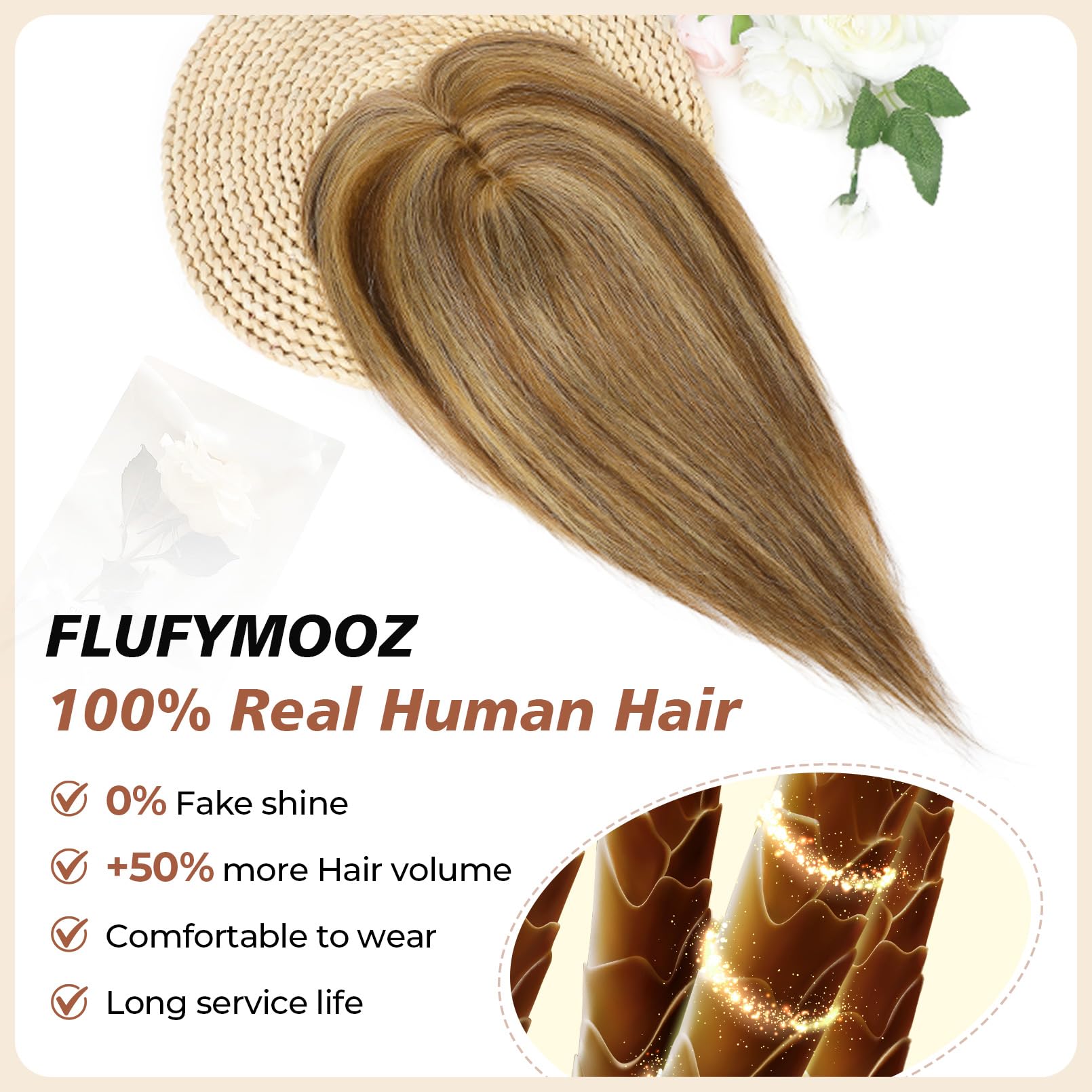 Flufymooz 100% Real Human Hair Toppers - Image 2