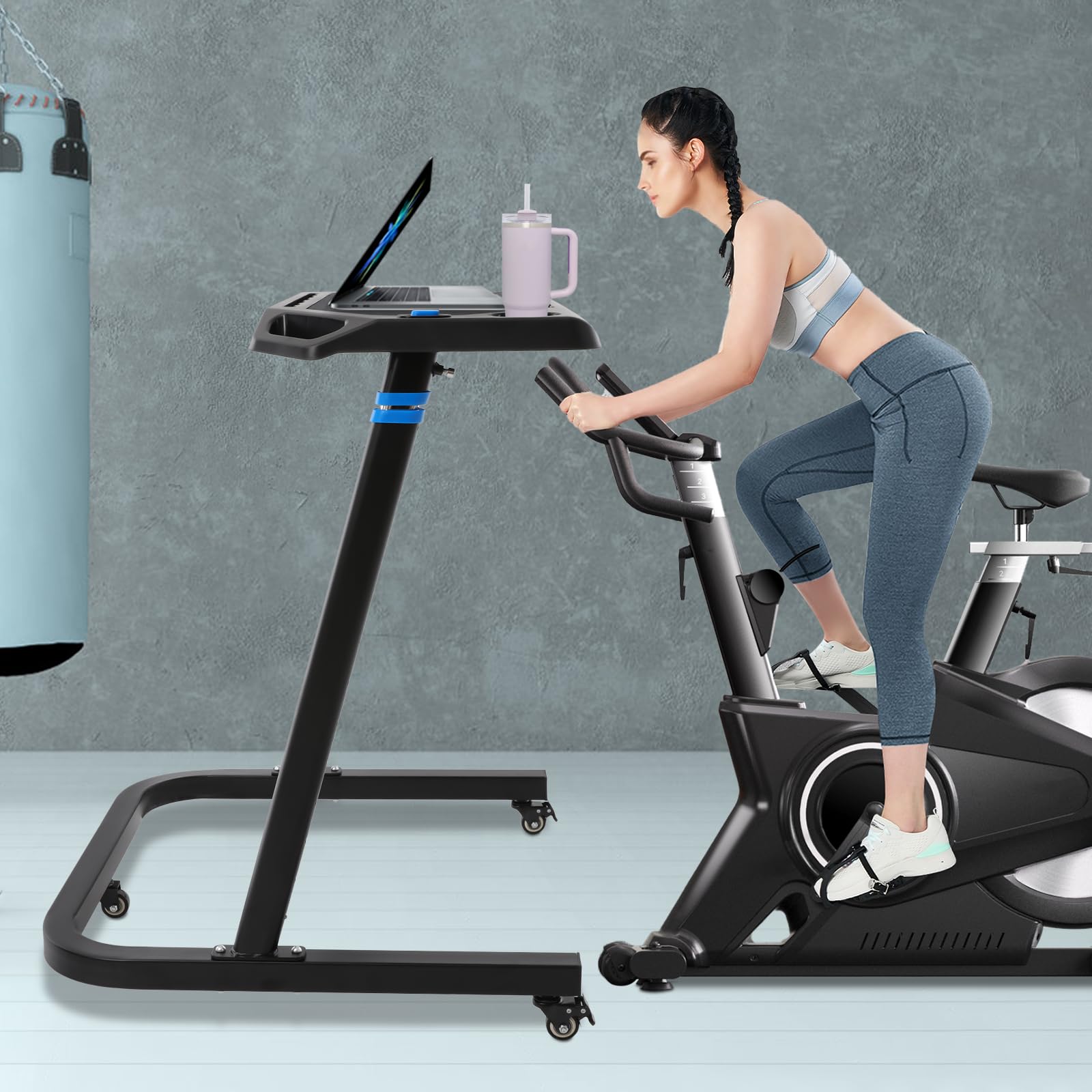 Fahrrad Schreibtisch Höhenverstellung Laufbandtisch Fitnesstisch mit Rollen