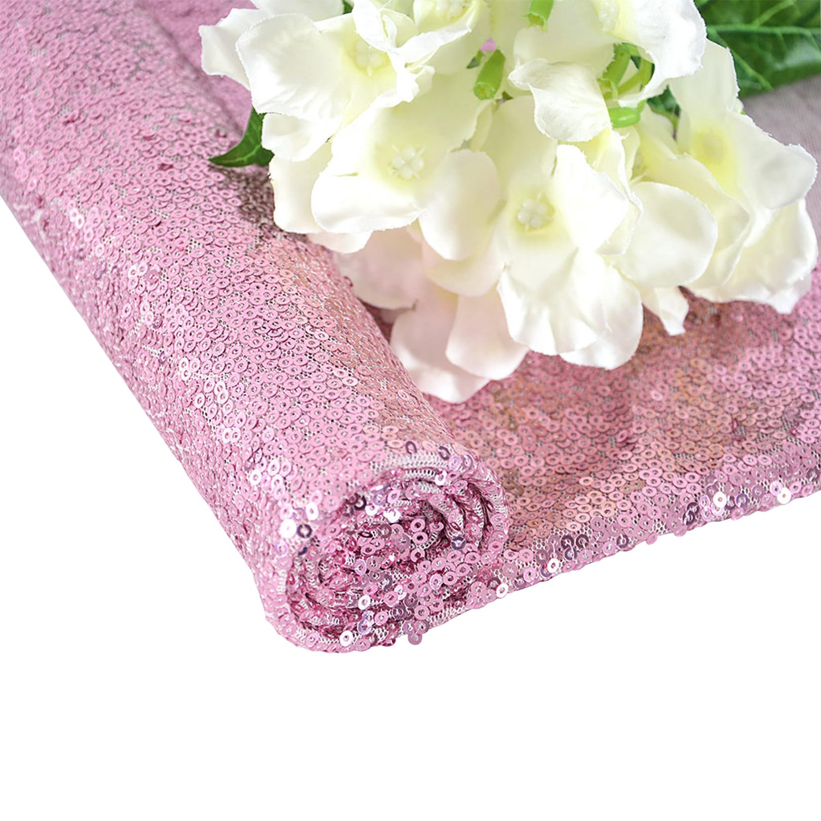 Duobao Sequin Fabric By The Yard Pink Gold Glitter Fabrics