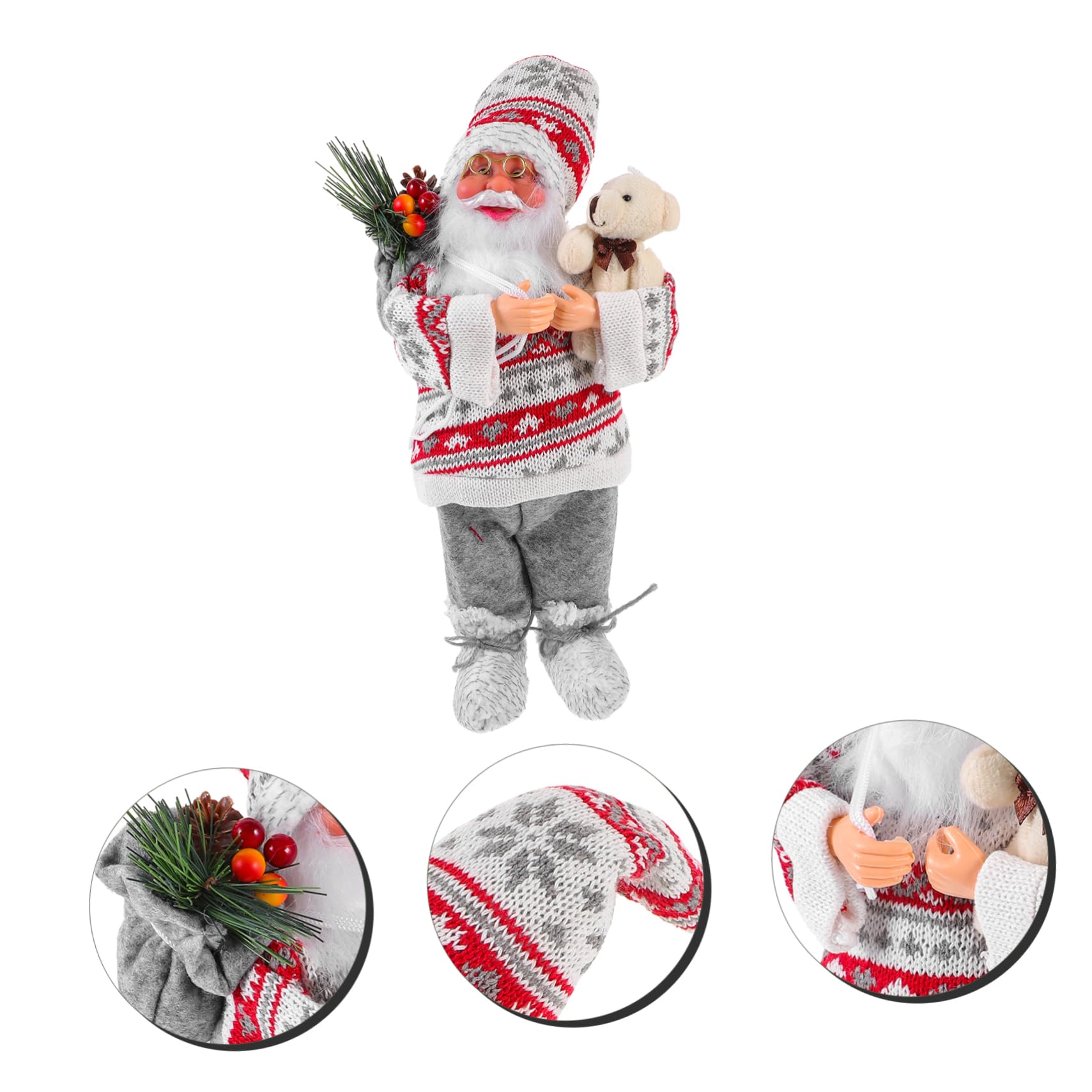 POPETPOP 2 Pezzi Babbo Natale Bambola Decorazione Natalizia Babbo Natale Statua In Piedi Grigio Rosso Clause Scultura Peluche Ornamenti Decorazioni Illuminate Statue Tradizionali Cartone