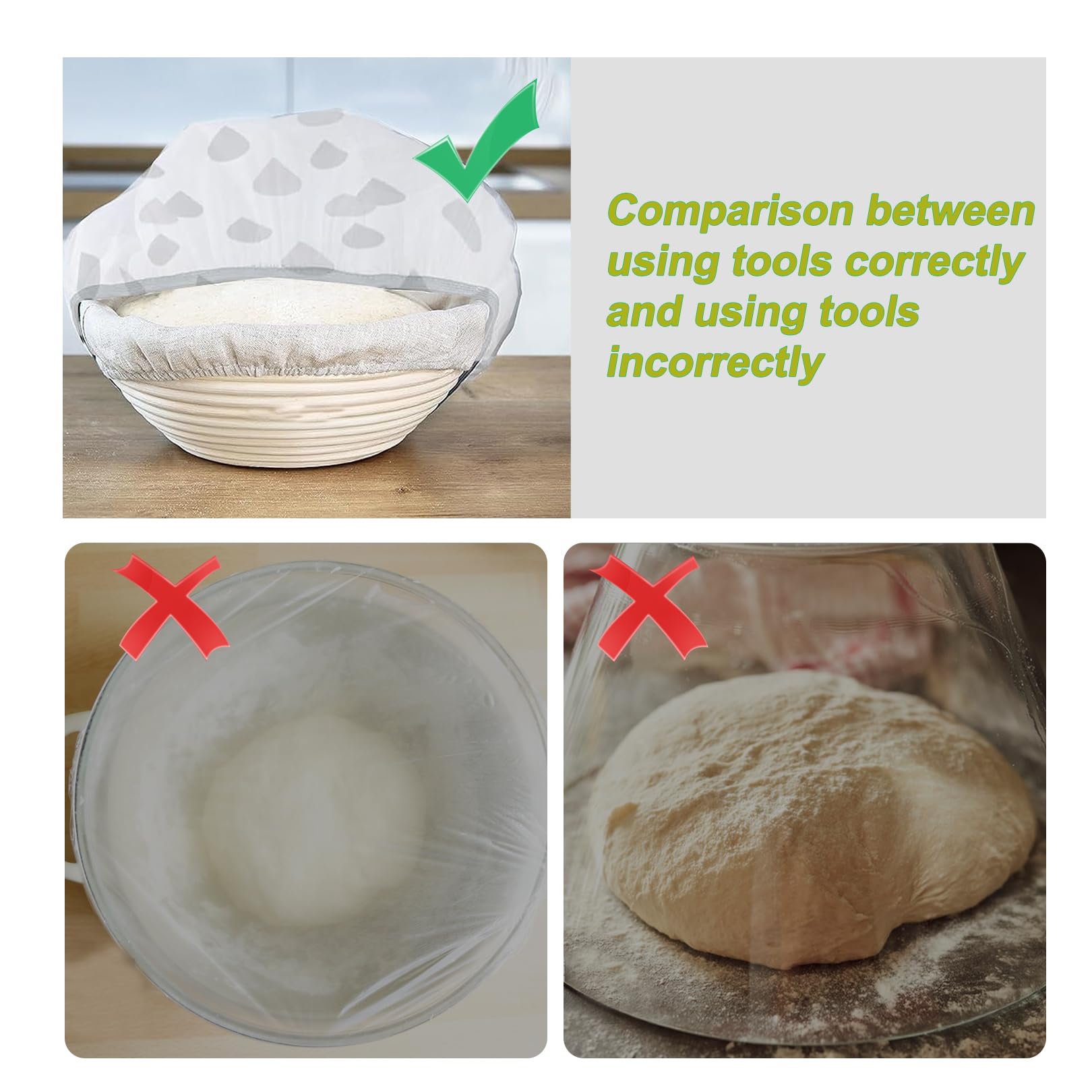 KRUSTENZAUBER 2 coperture di copertura per cesti di lievitazione – Riutilizzabile come accessorio per cuocere il pane – Le cappe di fermentazione