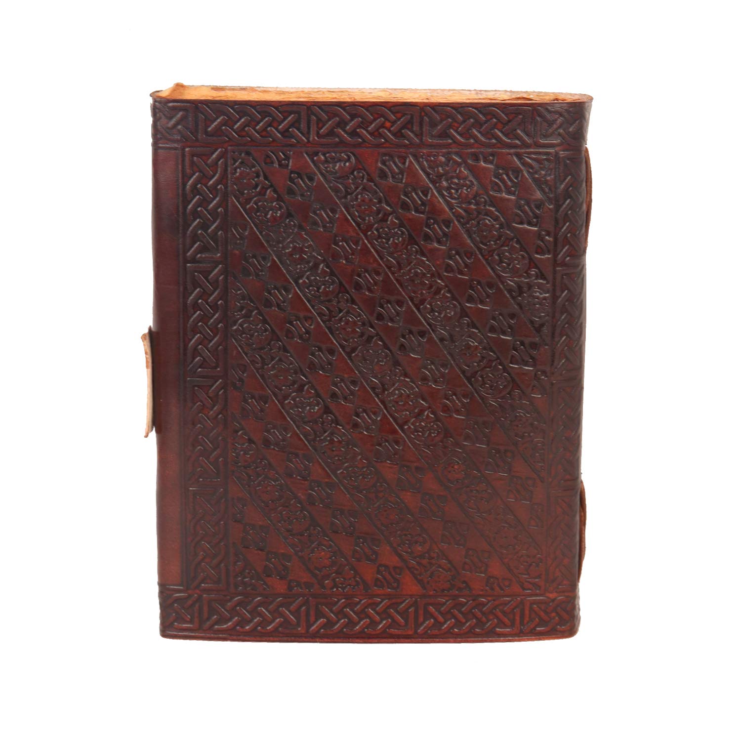 Vintage Leder-Tagebuch mit Halbedelstein - Schlossverschluss, 240 Seiten, antikes Büttenrandpapier - Buch der Schatten, Grimoire-Tagebuch, Hexen-Tagebuch für Männer und Frauen (klein)