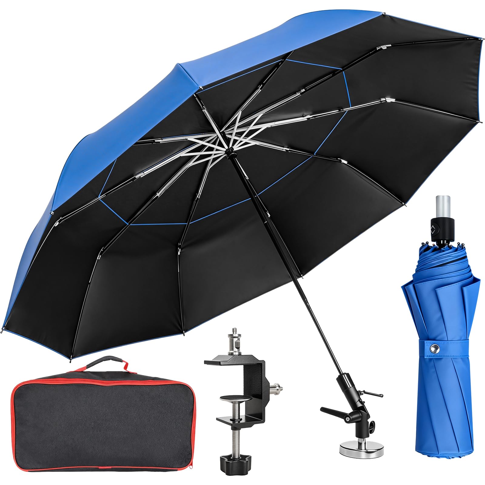 Photo 1 of ***RECOMMENDED FOR PARTS/ STAINED & HEAVILY SCRATCHED***** FixOasis 60" Folding HVAC Umbrella with Magnetic Base, Universal Clip Included, Reinforced Fiberglass, Wind-Resistnat, Portable Magnetic Umbrella, For HVAC and Outdoor Activities, 180°Adjustable