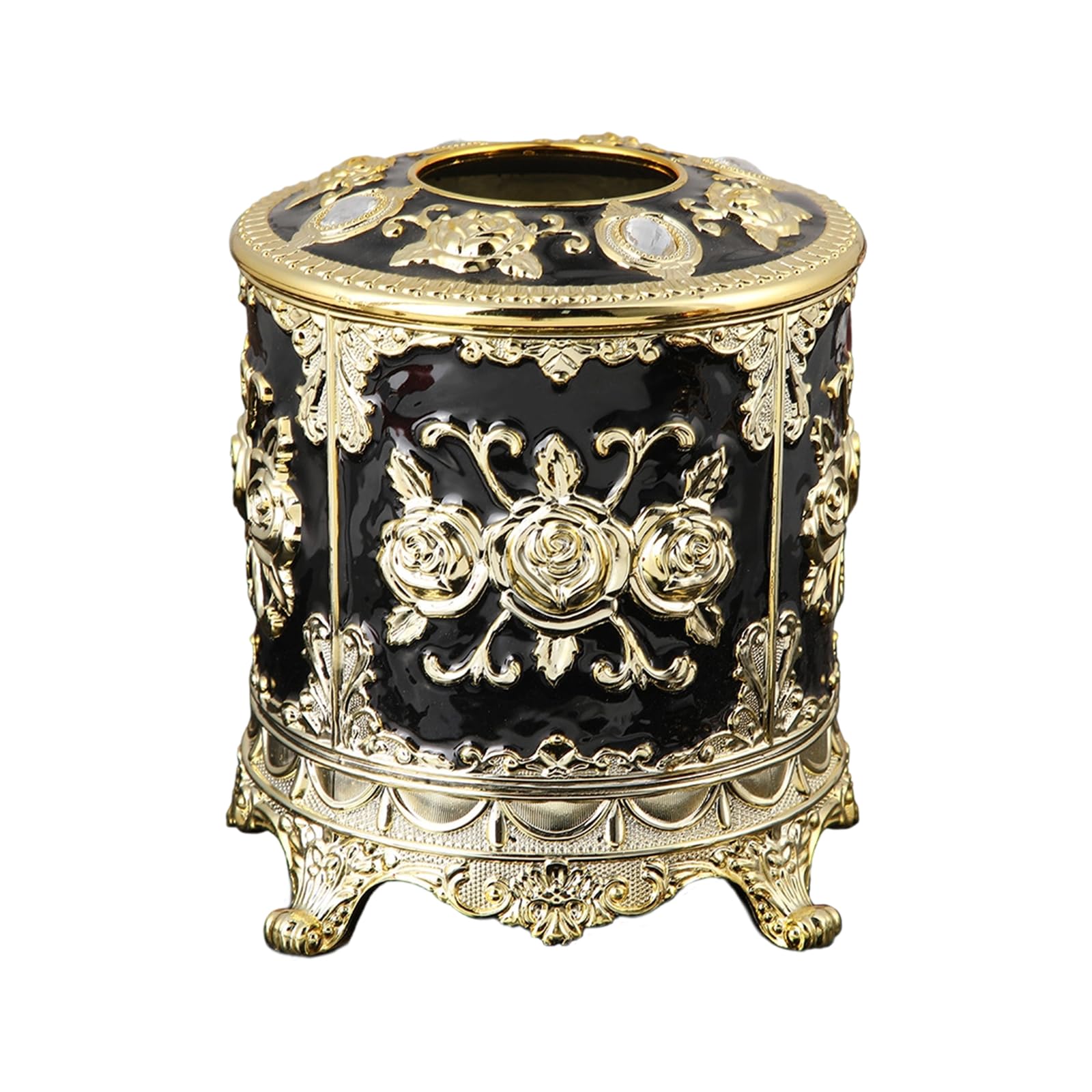 HZBB Decorative Enameled Rose Motifs Tissue Dispenser Organiser for Efficient Home Kitchen Bathroom Storage European Rose Tissue Holder