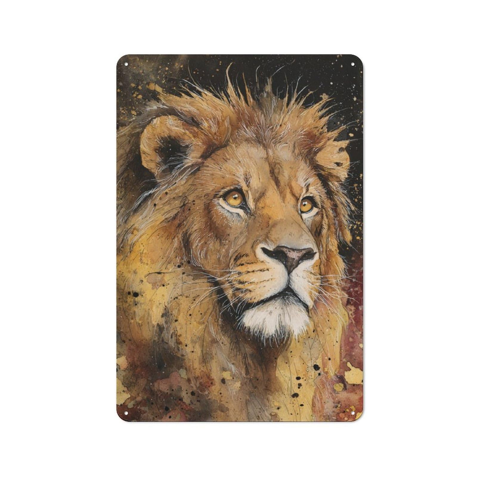 Junmoney Regal Lion Portrait Tin Sign 30X20cm For Workshop Wall, Rustic Wall Decor, Suited To Workshop Decor Fans