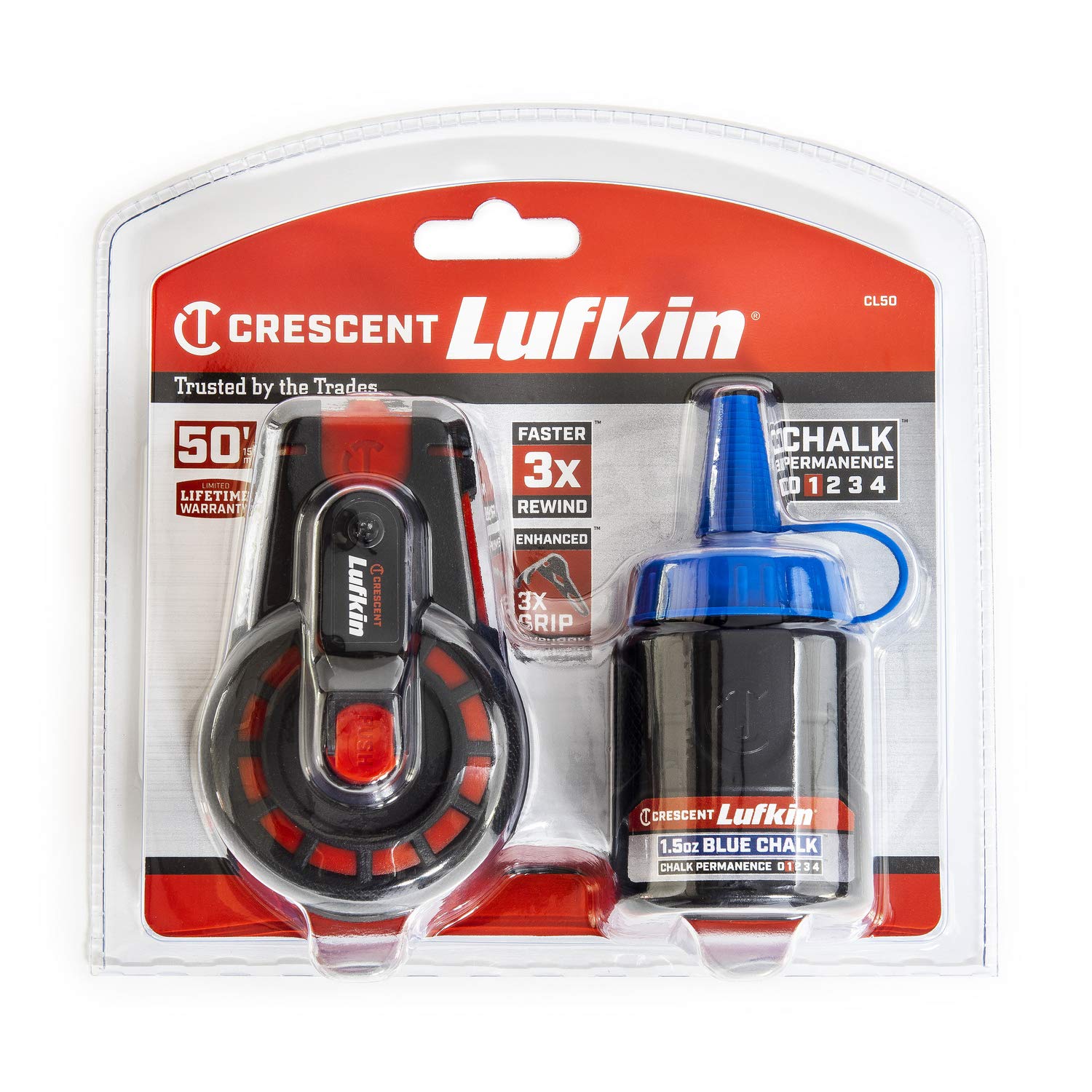 Lufkin CL50 Tiralíneas 50 ft/15 m Compacto con Tiza Azul