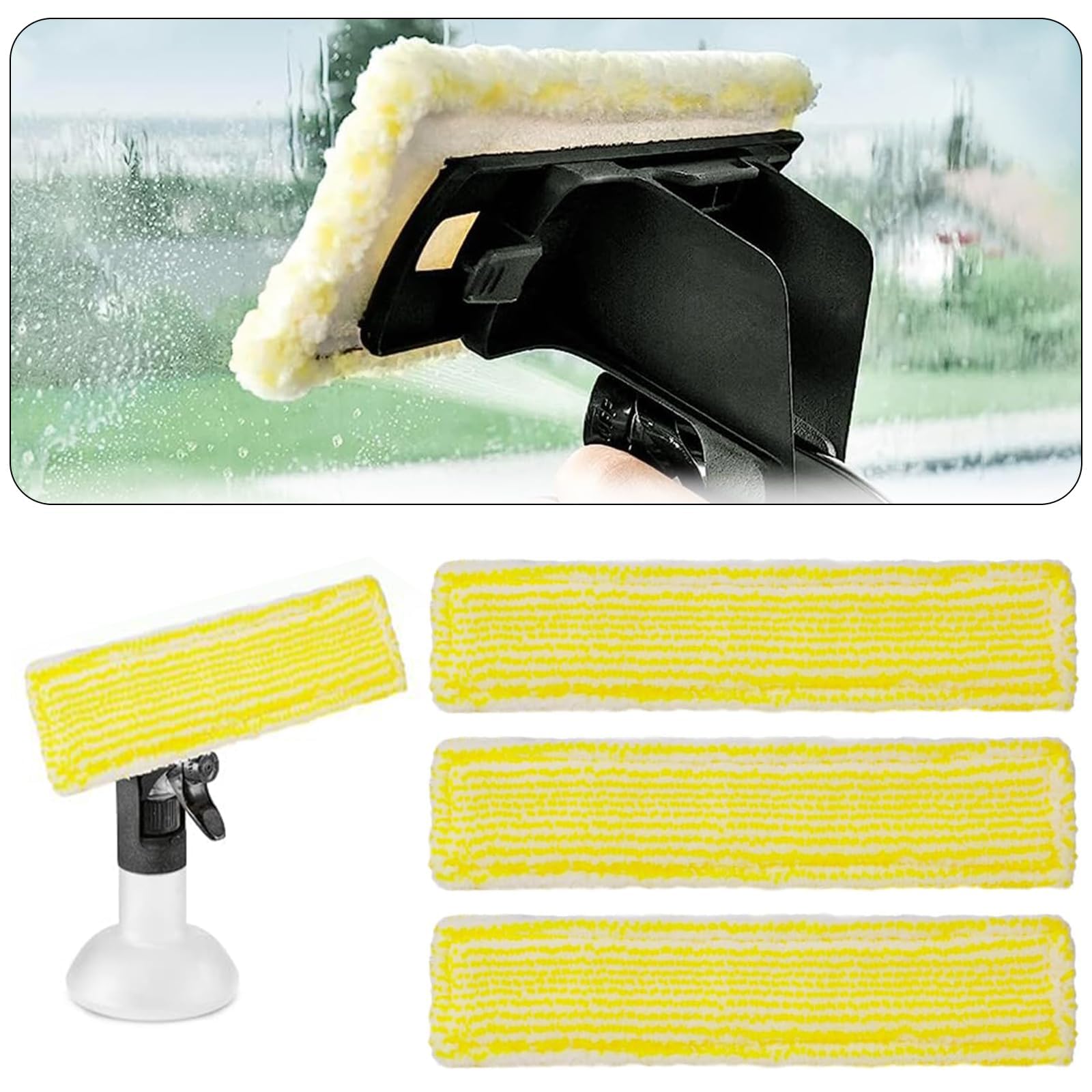 Kärcher Fenstersauger Zubehör Set - 6x Mikrofaser Bezüge & 4x Gummilippen Ersatz