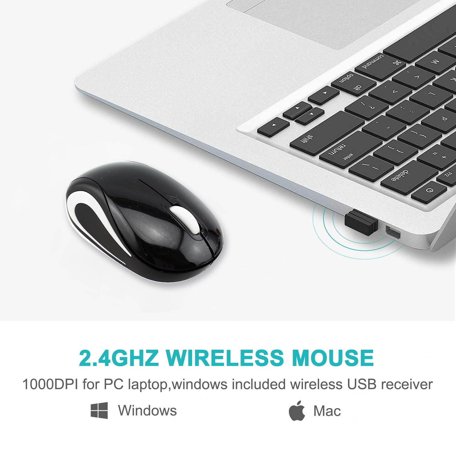 Mini mouse wireless carino mouse per computer portatile compatto portatile compatto da viaggio USB ottico 3 pulsanti 1000 DPI mouse cordless per computer portatile PC notebook MacBook regalo per