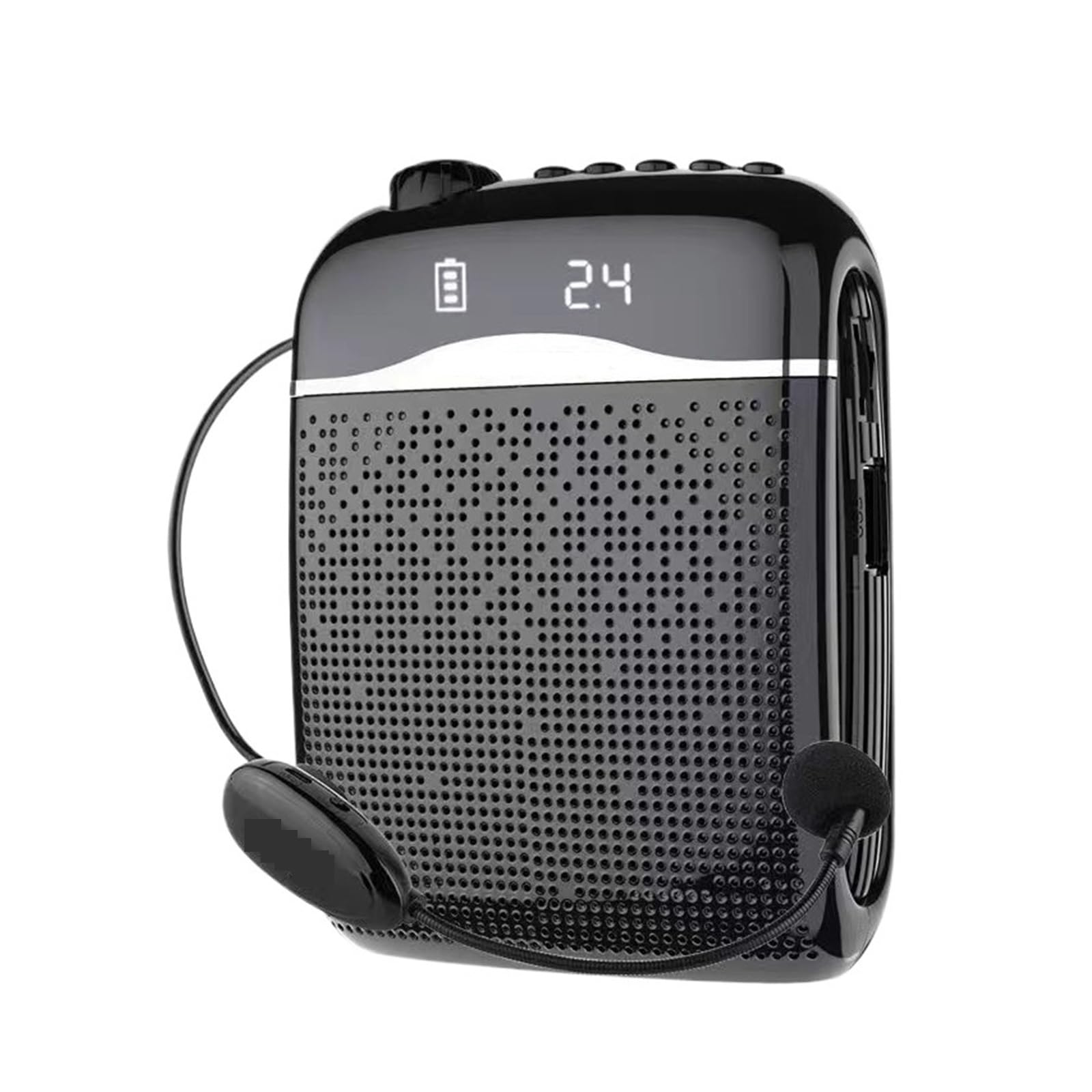 Amplificatori Vocali Wireless Cablati/2.4G Microfono 5.0 Altoparlante Insegnante Scuola Guida Turistica 20W Radio FM Portatile Megafoni per l'Insegnamento(Black-2.4G Wireless)