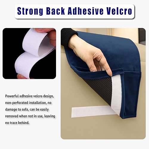 Miniatura 4 de Almohada ajustable para reposacabezas y sillones reclinables, cojín de terciopelo antideslizante para apoyo del cuello y alivio del dolor (azul