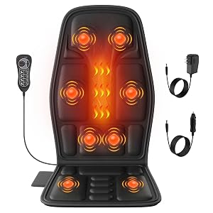 SLOTHMORE Vibration Back Massager for Chair with Heat Multi-Zone Massage Seat Cushion Full Back Seat Coverage Adjustable Modes