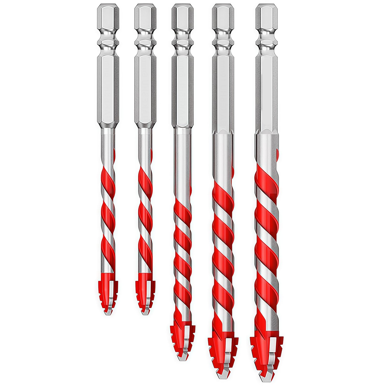 Flankor 5Pcs Tile Drill Bits Eccentric Masonry Drill Bit for Concrete/Glass/Brick/Plastic/Cement/Tile